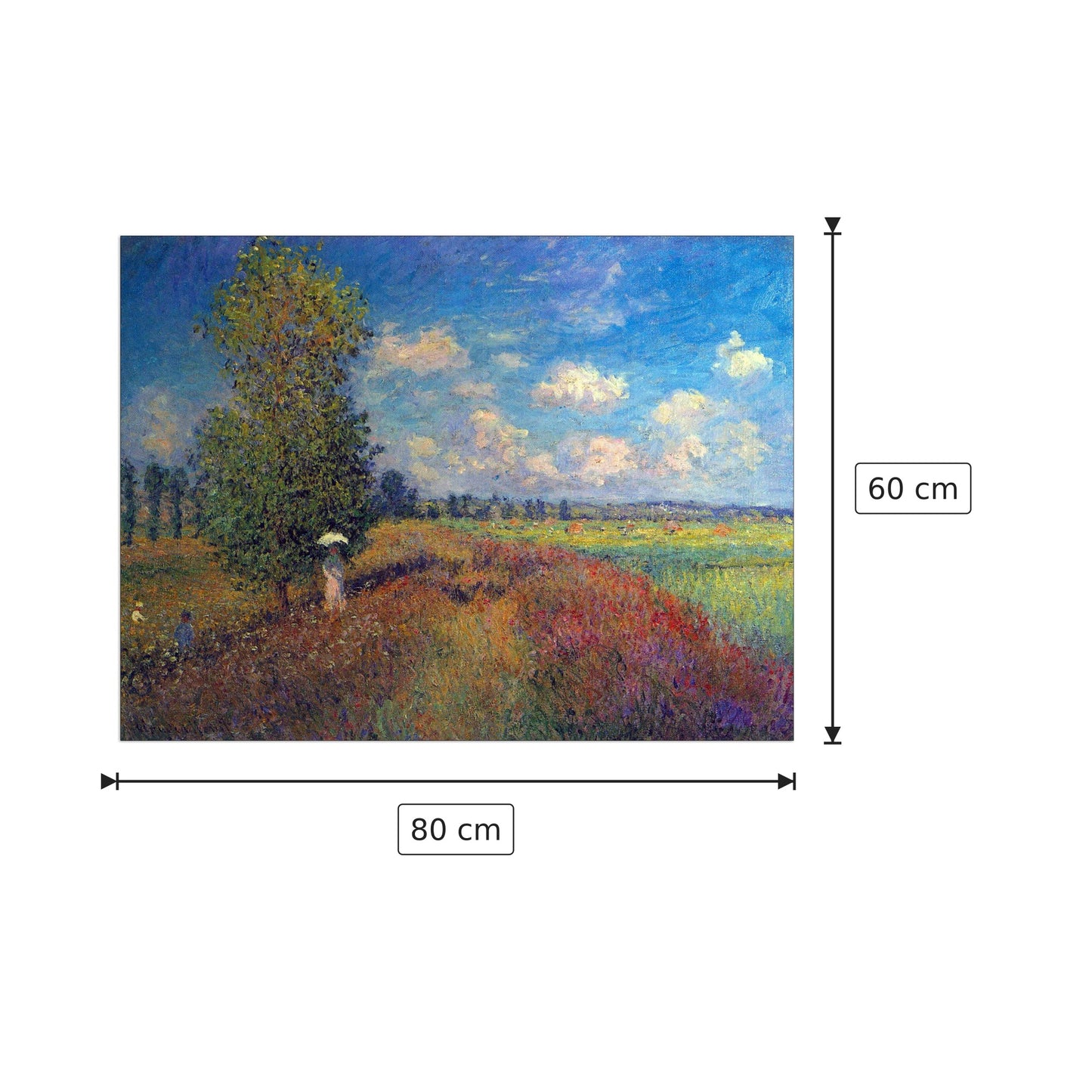Poppy Field in Summer - Monet Claude - cm 80x60 - Pannello in MDF