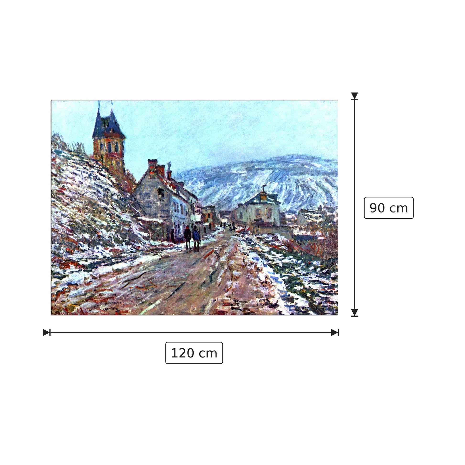 Road to Vetheuil in winter - Monet Claude - cm 120x90 - Pannello in MDF