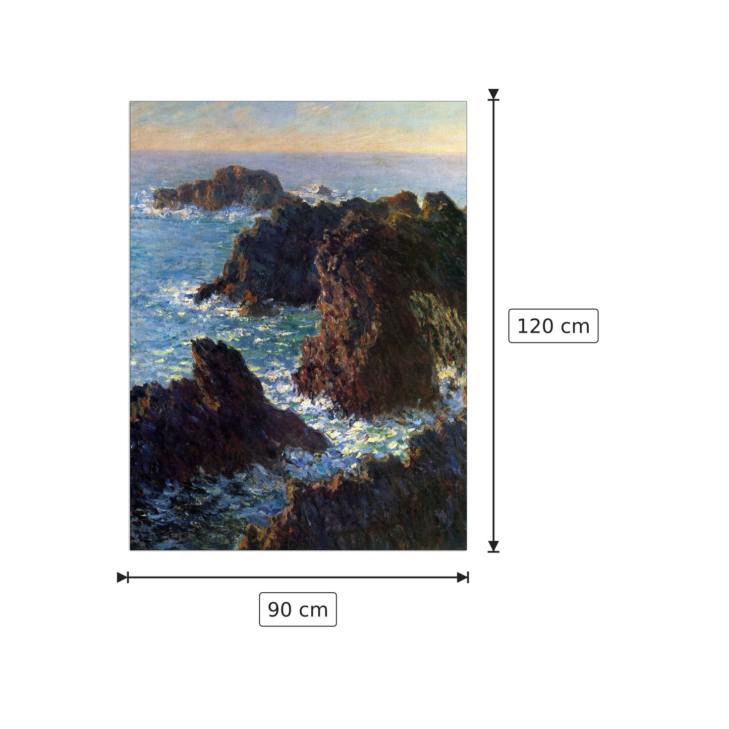Rocky peaks at the Belle-Ile - Monet Claude - cm 90x120 - Pannello in MDF
