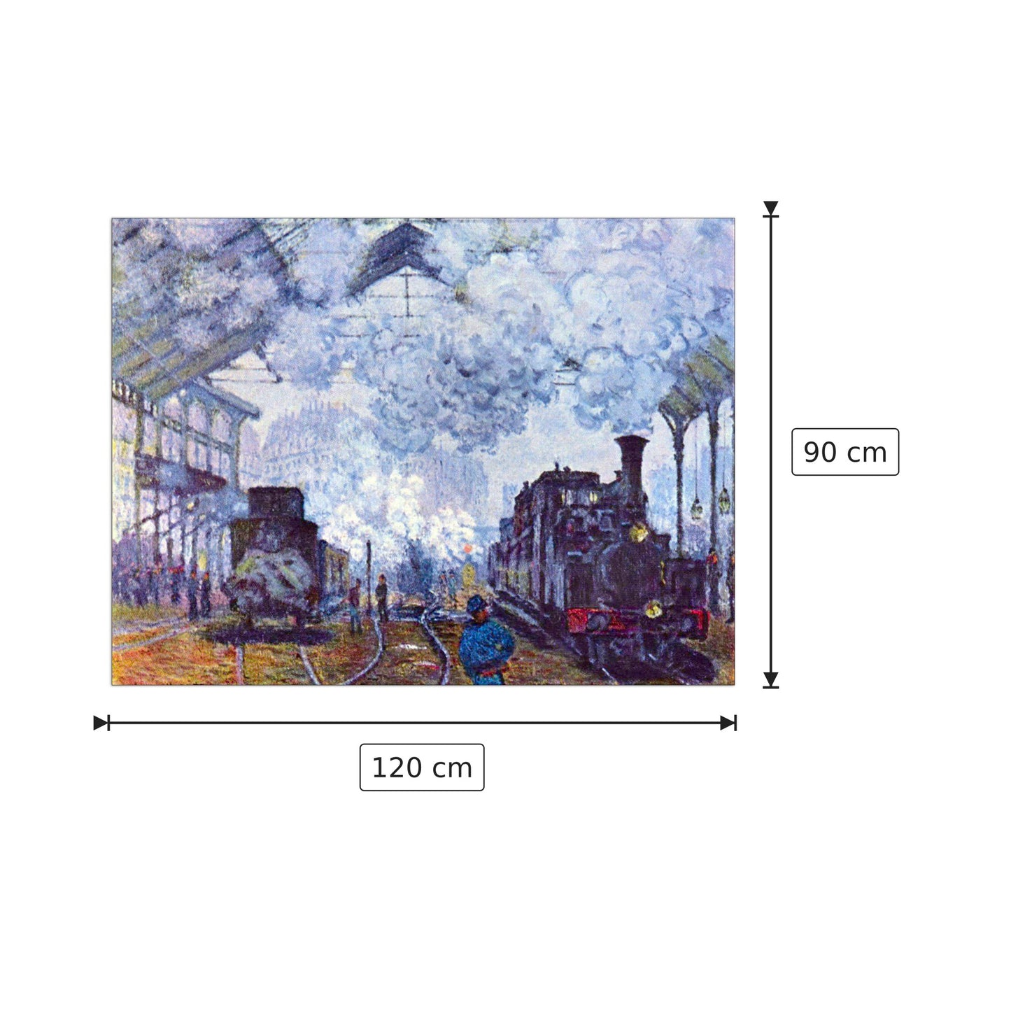 Saint Lazare station in Paris, arrival of a train - Monet Claude - cm 120x90 - Pannello in MDF