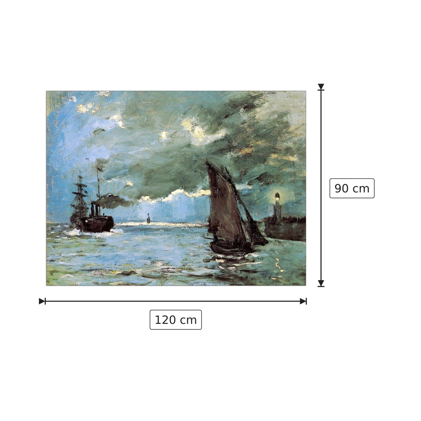 Seascape - Monet Claude - cm 120x90 - Pannello in MDF
