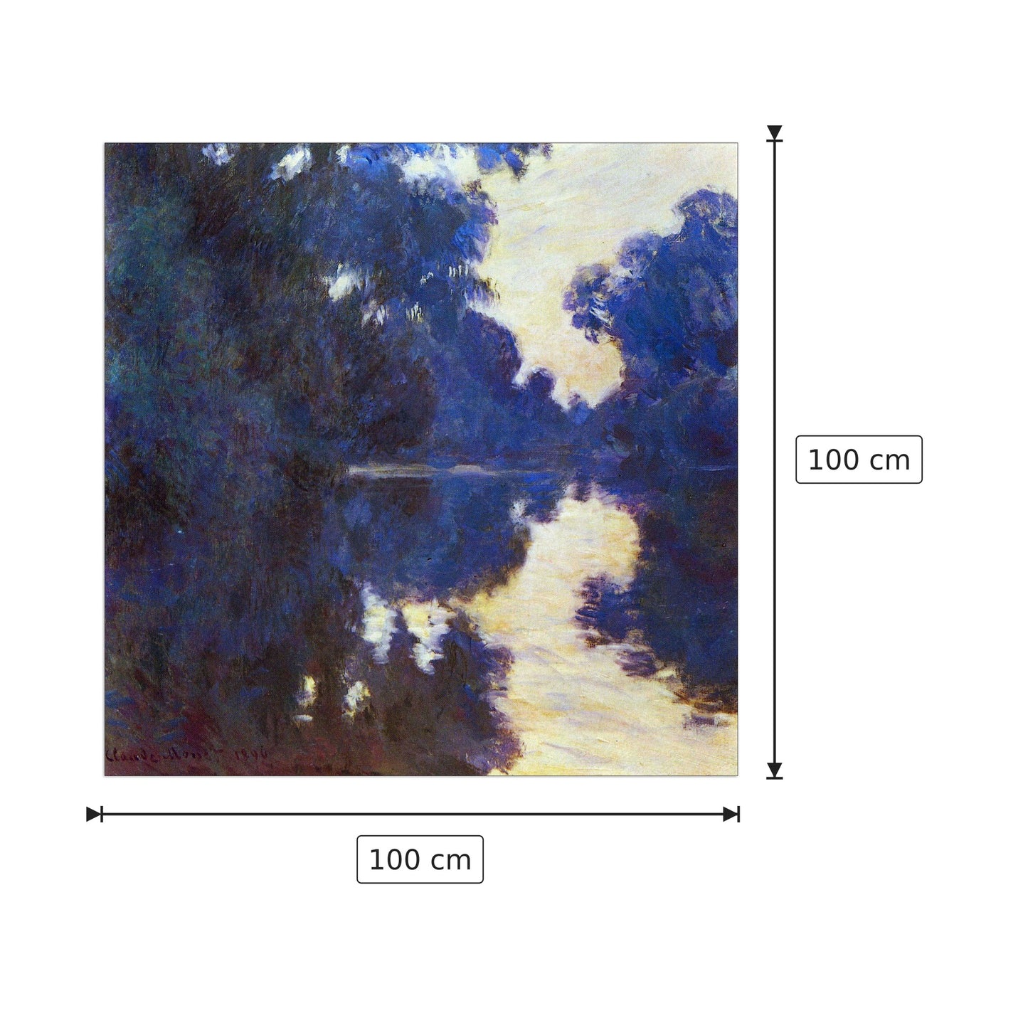 Seine in Morning - Monet Claude - cm 100x100 - Pannello in MDF