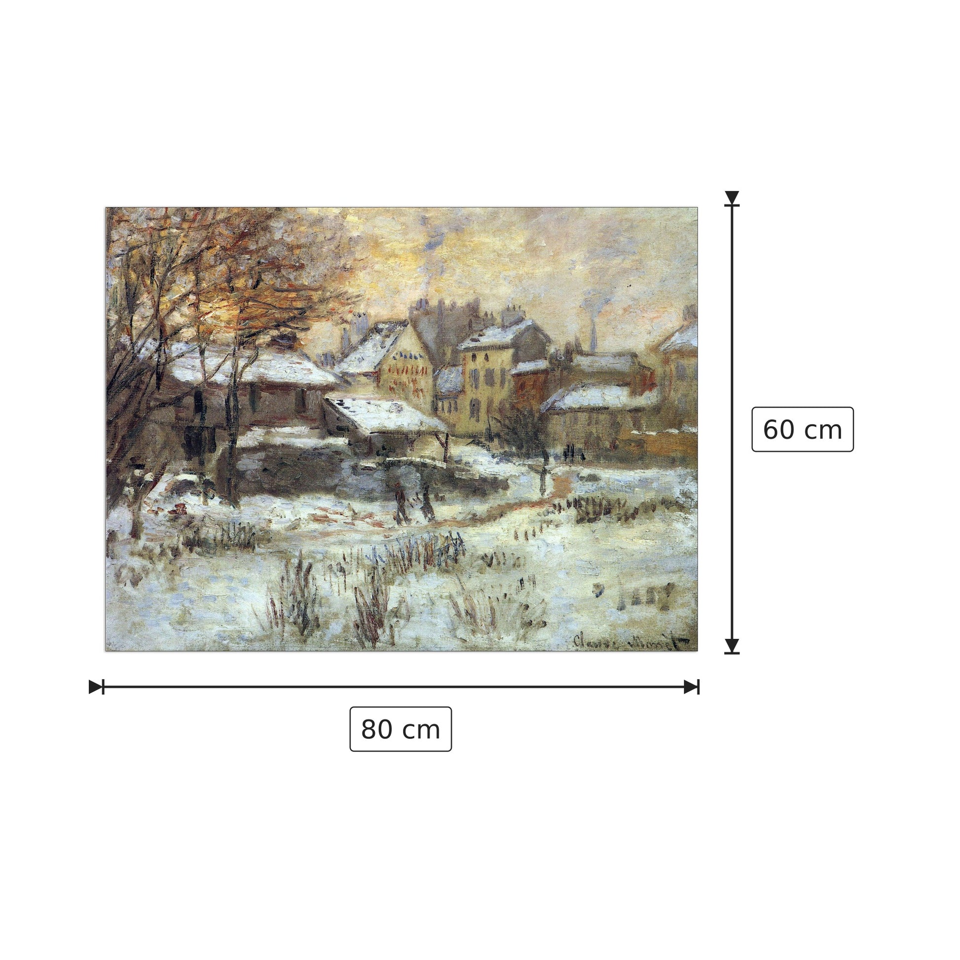 Snow at sunset, Argenteuil in the snow - Monet Claude - cm 80x60 - Pannello in MDF