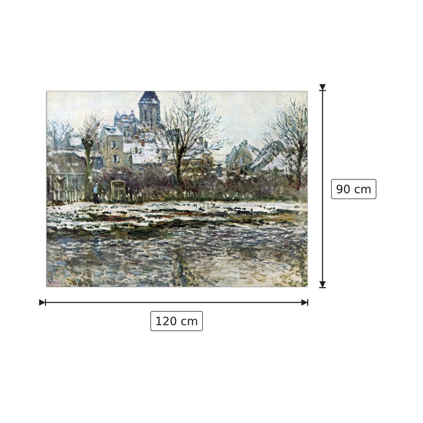 Snow in Vetheuil - Monet Claude - cm 120x90 - Pannello in MDF