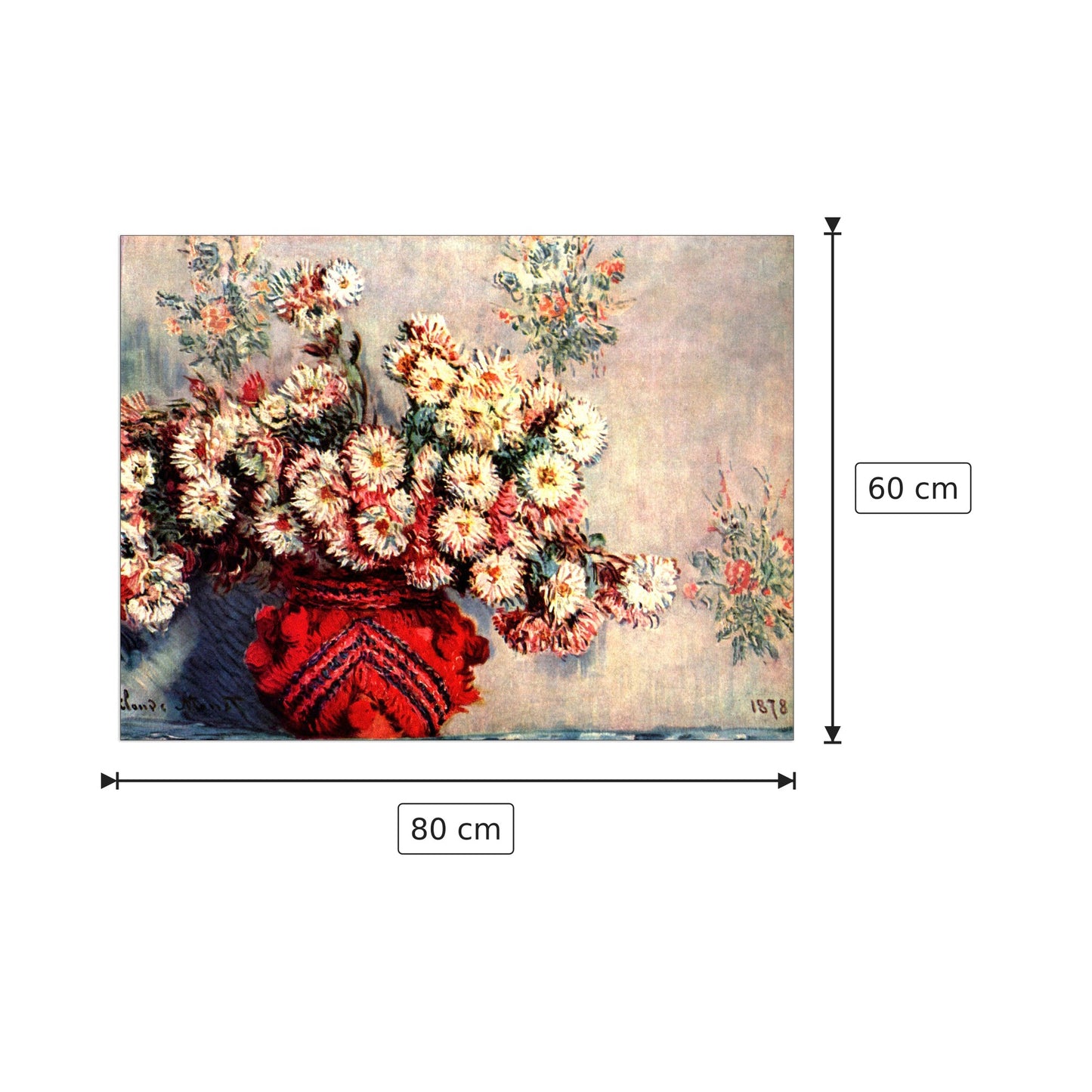 still life chrysanthemums - Monet Claude - cm 80x60 - Pannello in MDF