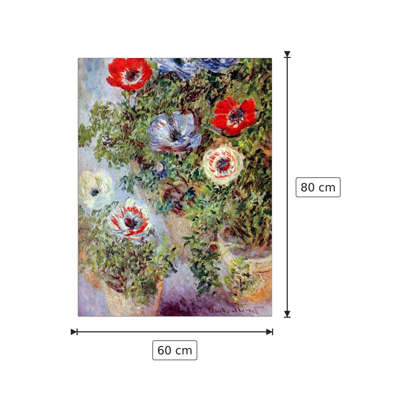 Still Life with Anemones - Monet Claude - cm 60x80 - Pannello in MDF