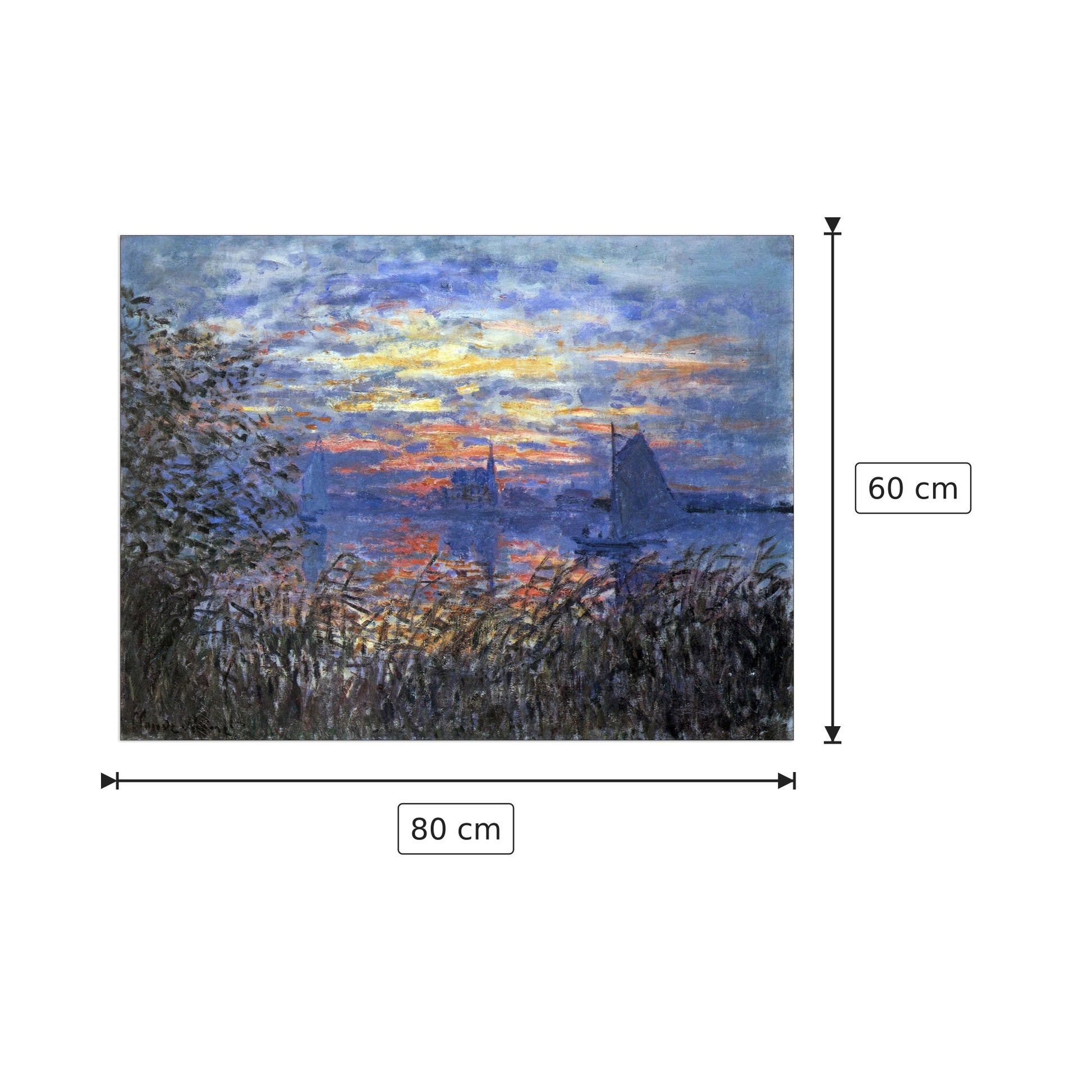 Sunset on the Seine - Monet Claude - cm 80x60 - Pannello in MDF