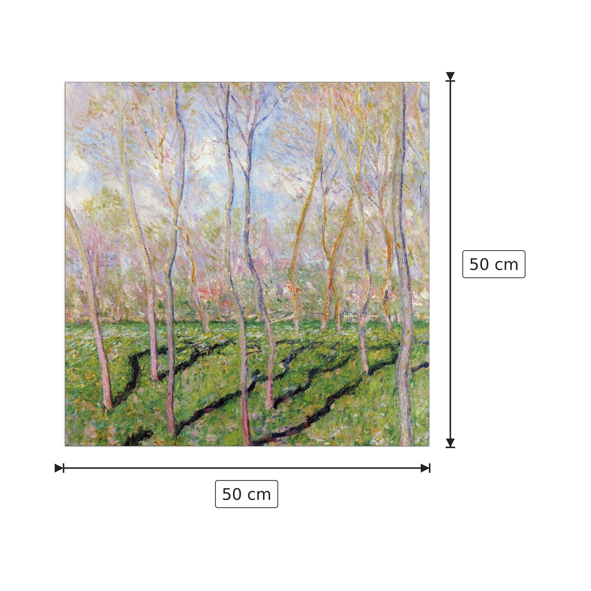 Trees in winter, look at Bennecourt - Monet Claude - cm 50x50 - Pannello in MDF