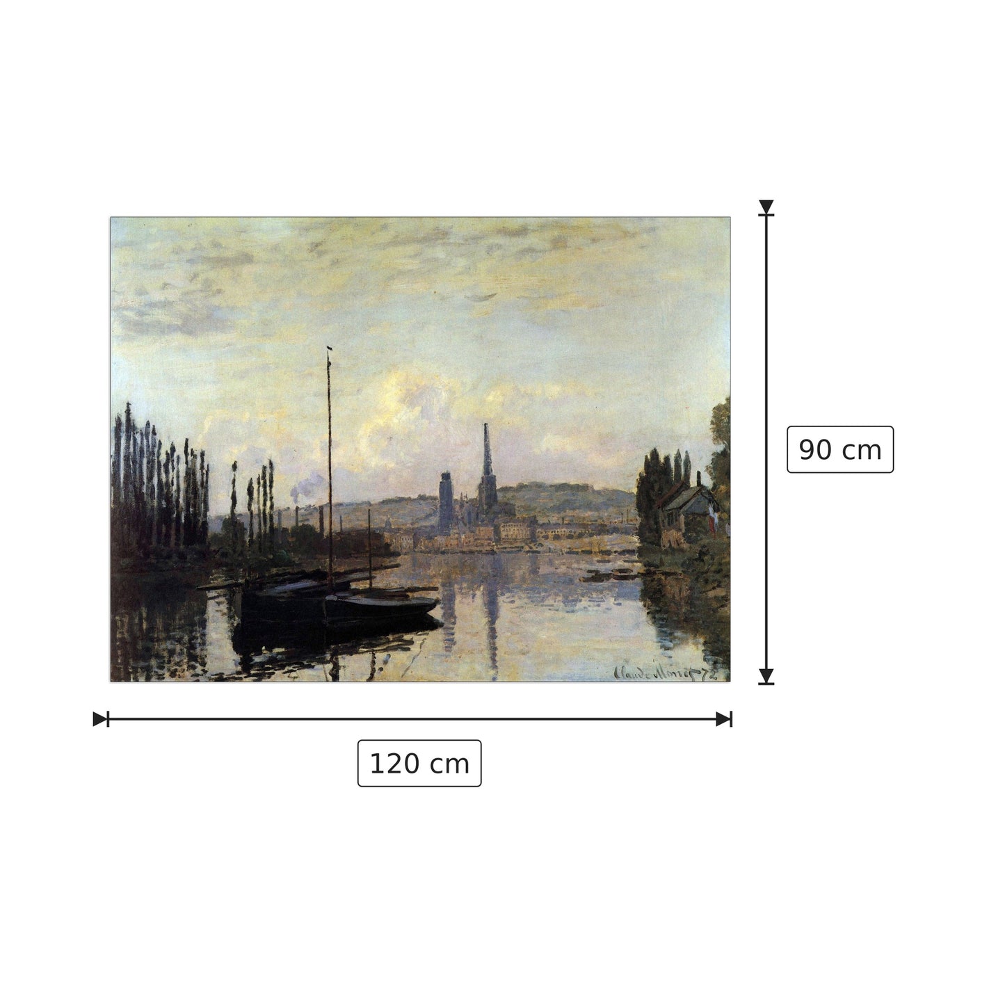 View of Rouen - Monet Claude - cm 120x90 - Pannello in MDF