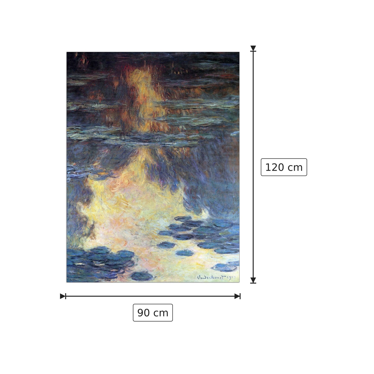 Water lilies, water landscape II - Monet Claude - cm 90x120 - Pannello in MDF