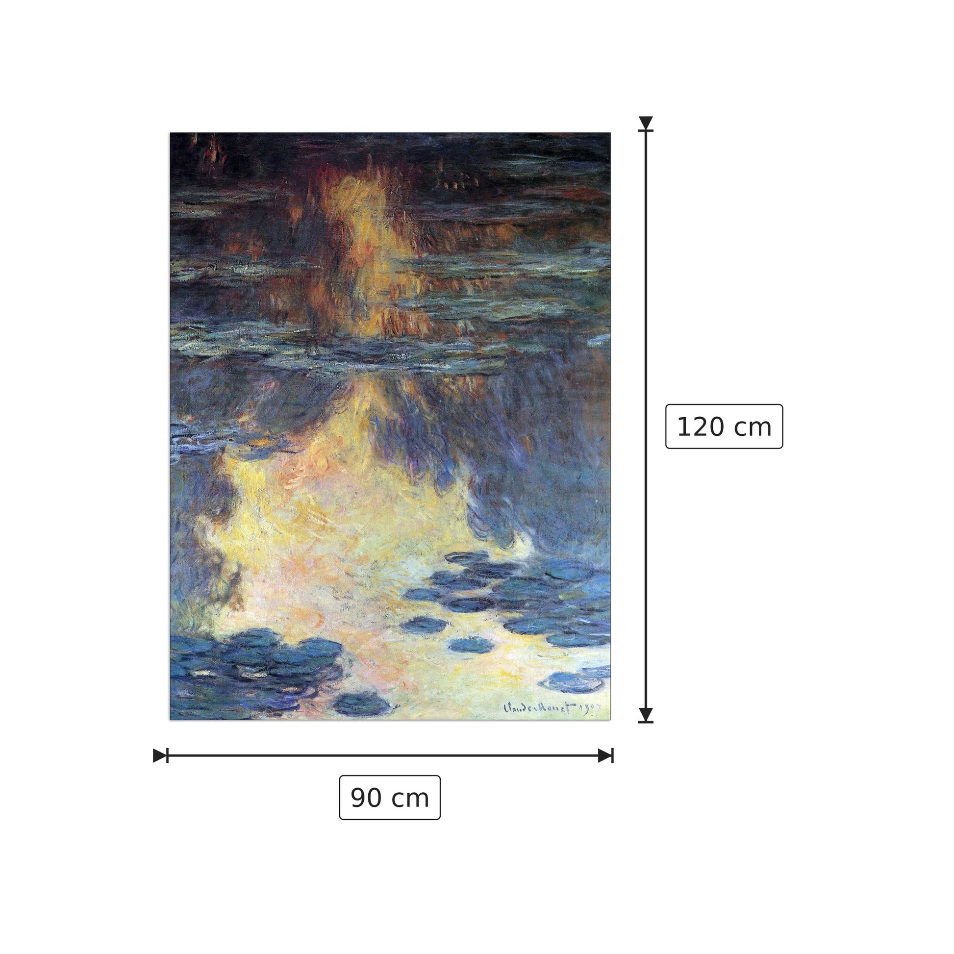 Water lilies, water landscape II - Monet Claude - cm 90x120 - Pannello in MDF