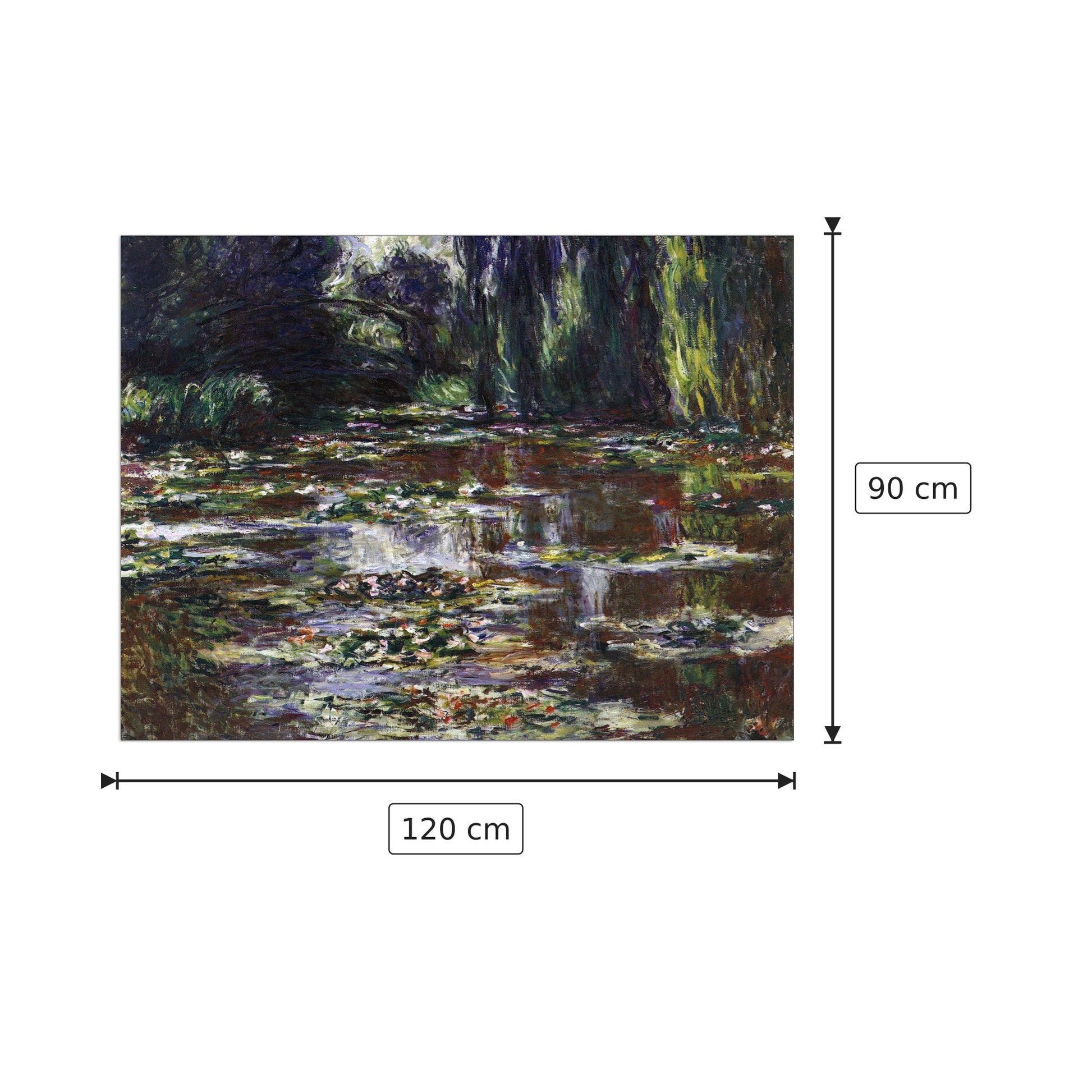 Water lilies, water landscape III - Monet Claude - cm 120x90 - Pannello in MDF