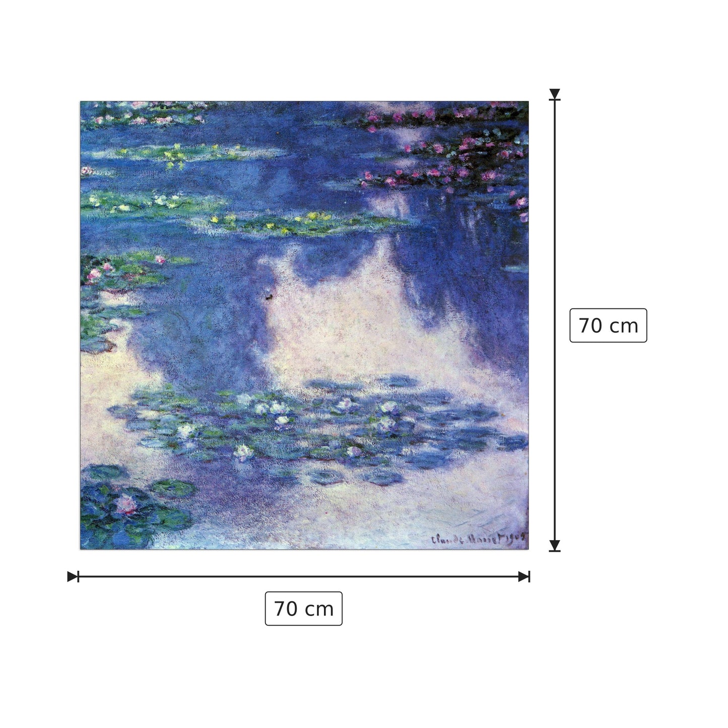 Water lilies, water landscape IV - Monet Claude - cm 70x70 - Pannello in MDF