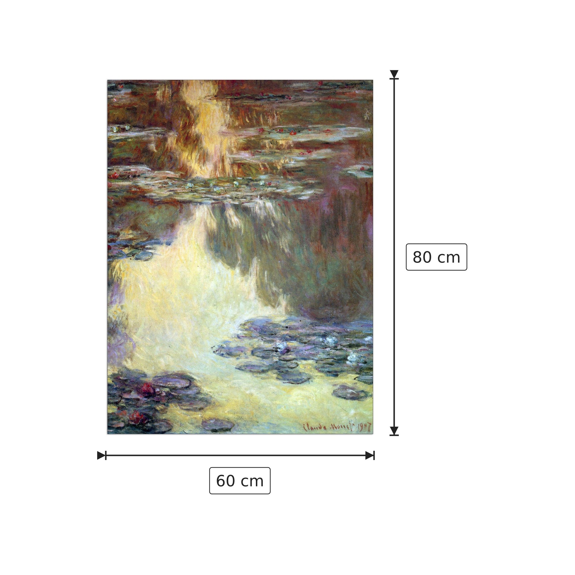 Water lilies, water landscape VI - Monet Claude - cm 60x80 - Pannello in MDF
