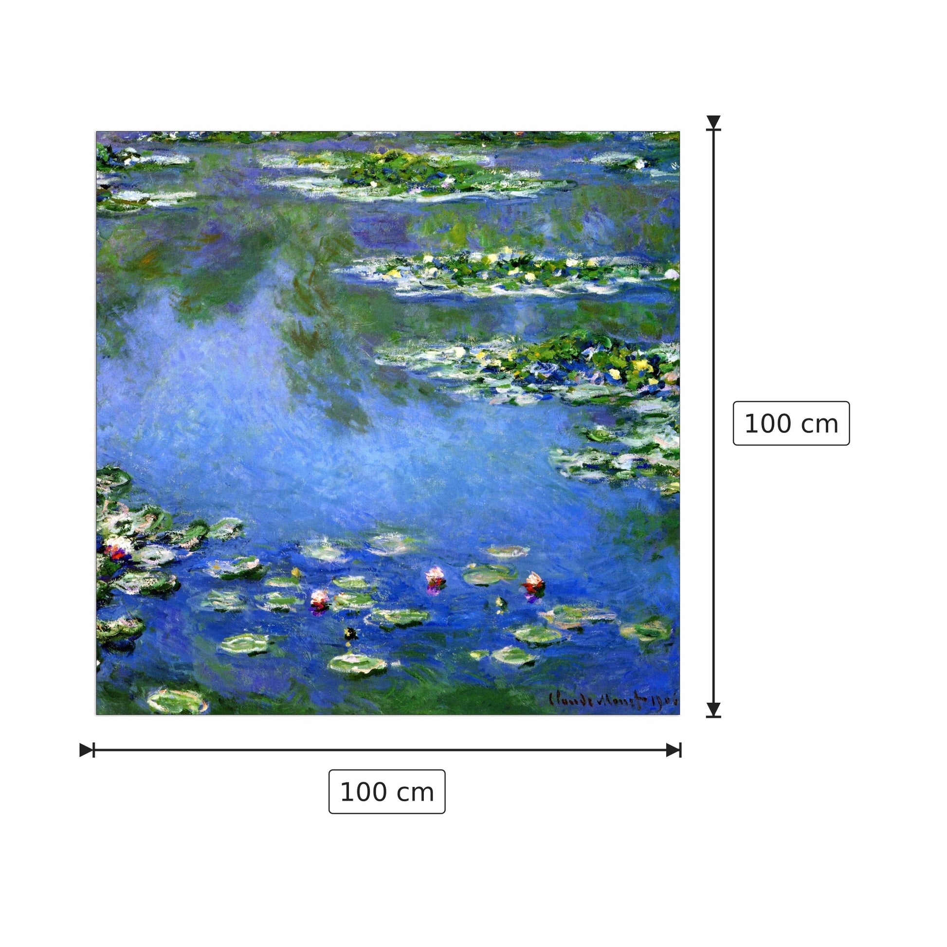 Water Lilies - Monet Claude - cm 100x100 - Pannello in MDF