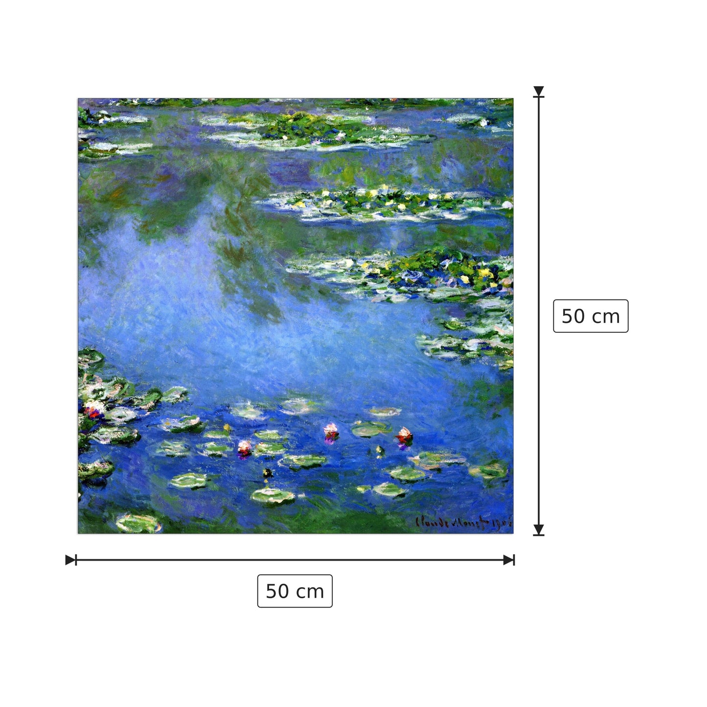 Water Lilies - Monet Claude - cm 50x50 - Pannello in MDF