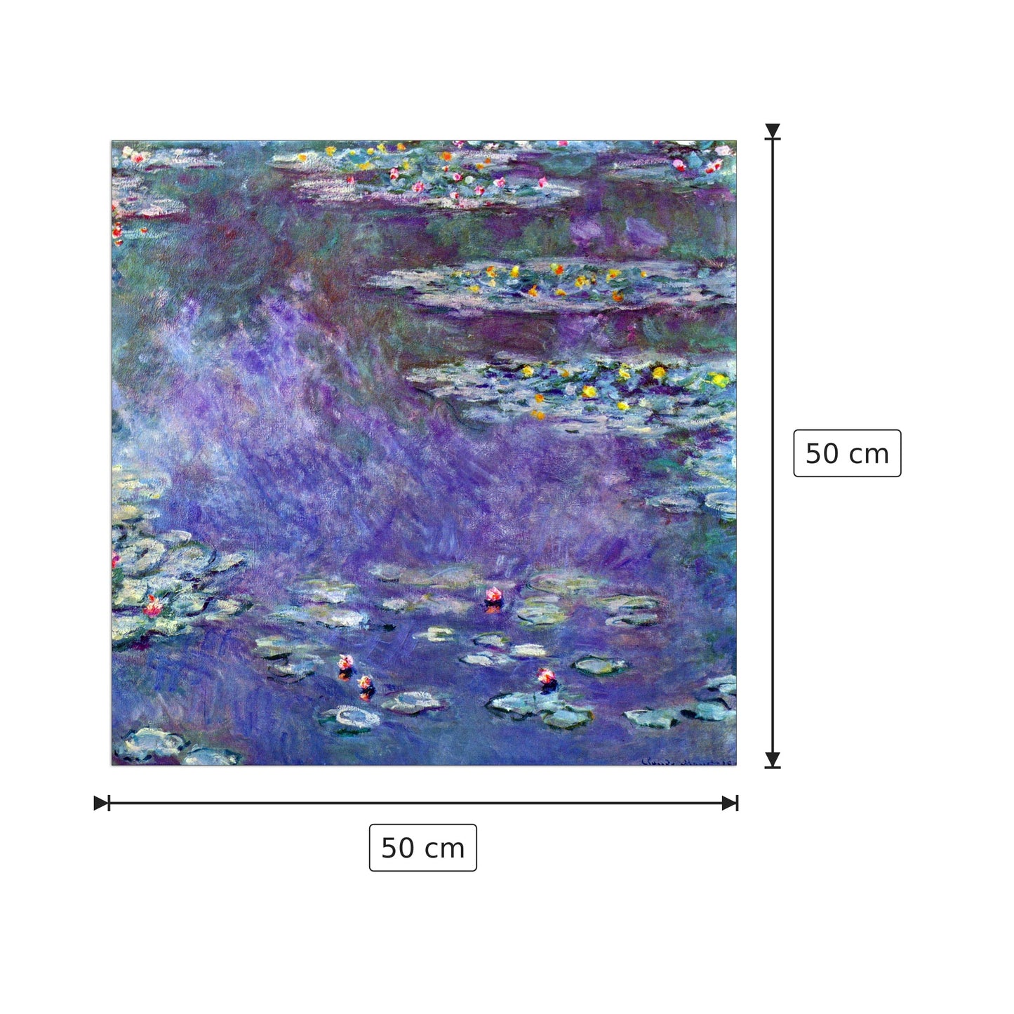 Water Lily Pond III - Monet Claude - cm 50x50 - Pannello in MDF