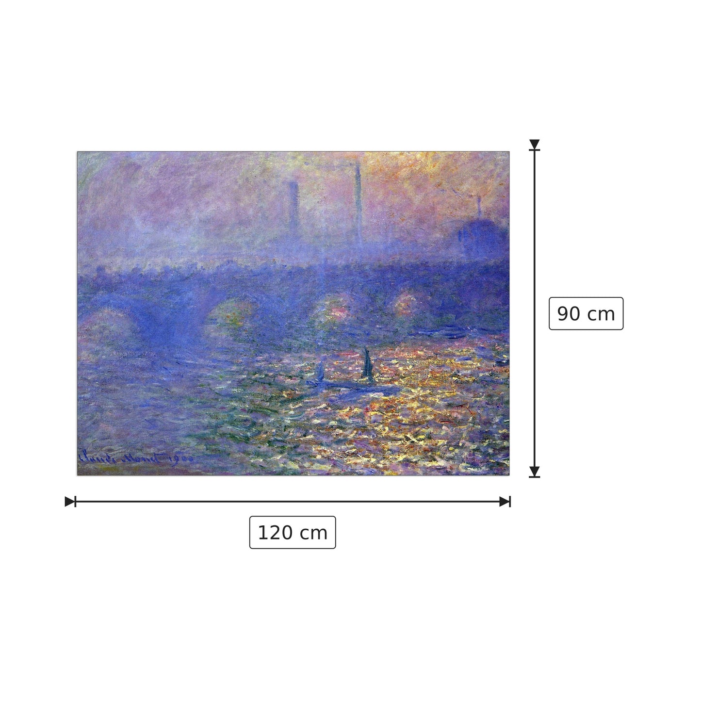 Waterloo Bridge - Monet Claude - cm 120x90 - Pannello in MDF