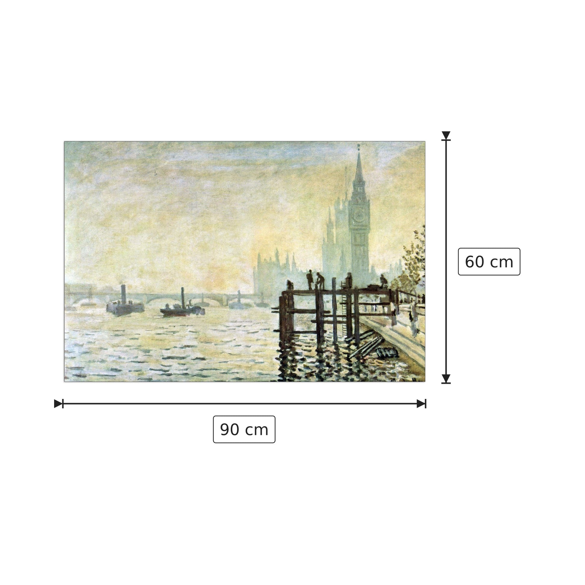 Westminster Bridge in London - Monet Claude - cm 90x60 - Pannello in MDF