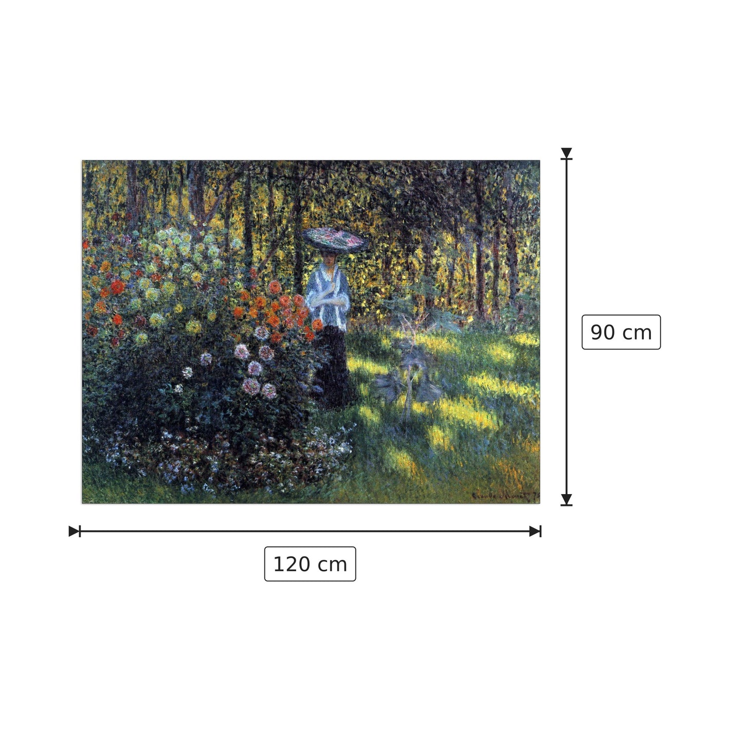 Woman with a parasol in the garden of Argenteuil - Monet Claude - cm 120x90 - Pannello in MDF