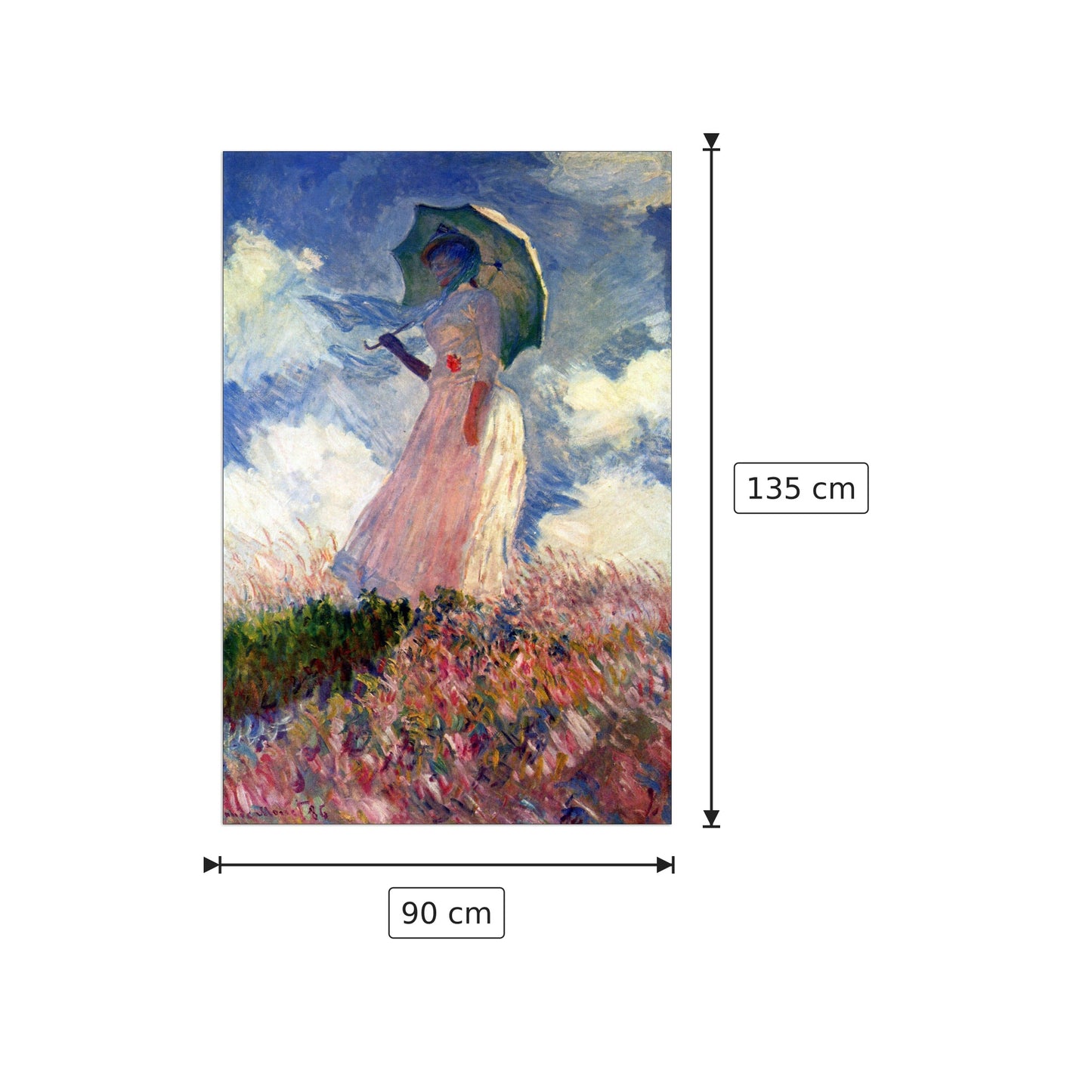 Woman with Parasol, study - Monet Claude - cm 90x135 - Pannello in MDF