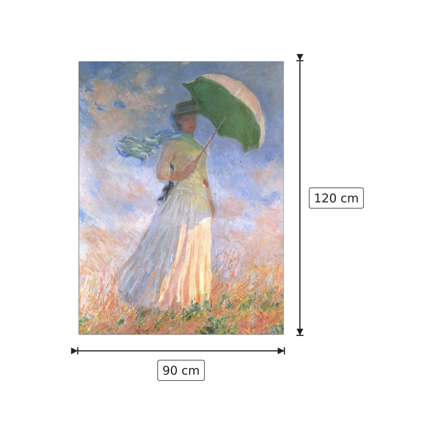 Woman with Parasol - Monet Claude - cm 90x120 - Pannello in MDF