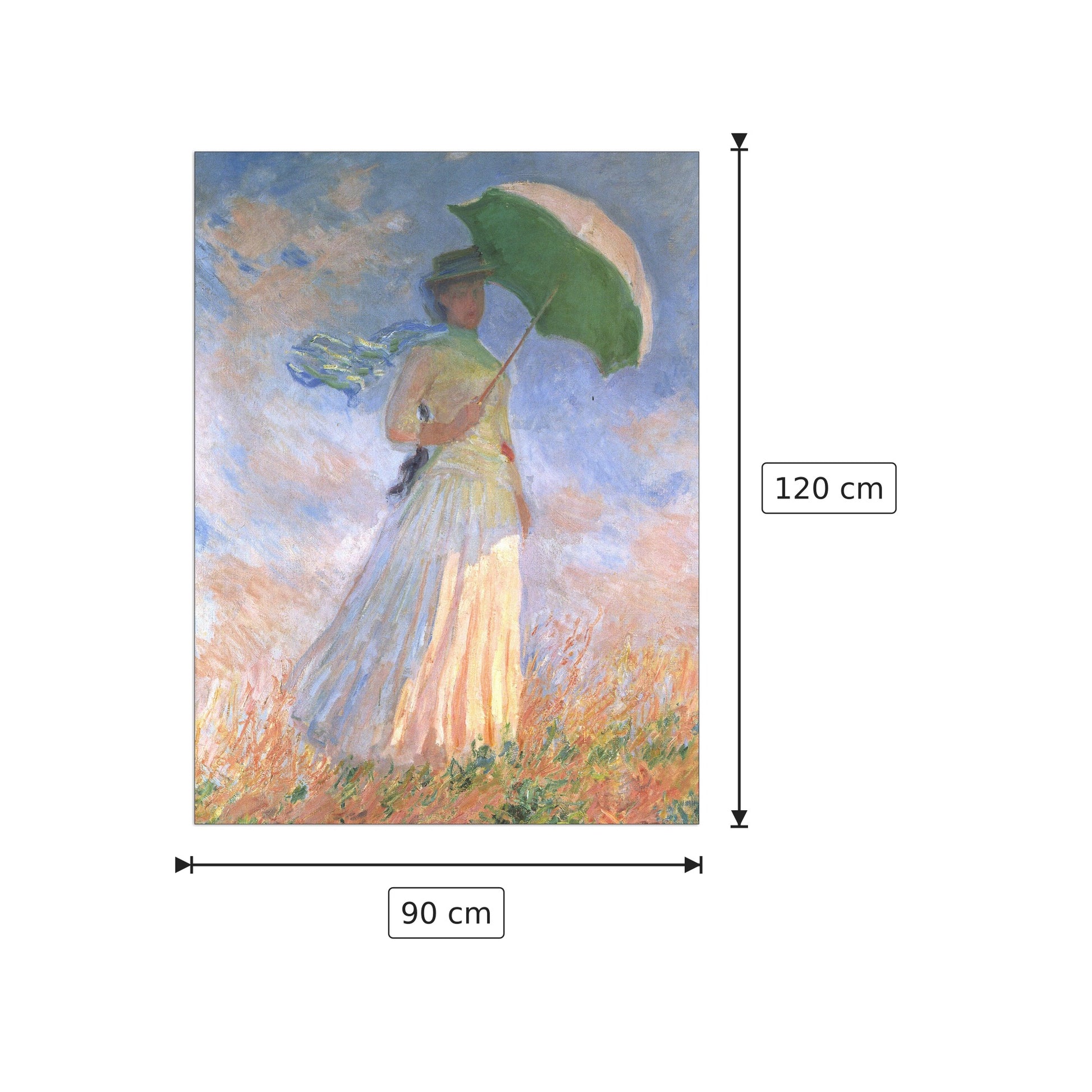 Woman with Parasol - Monet Claude - cm 90x120 - Pannello in MDF