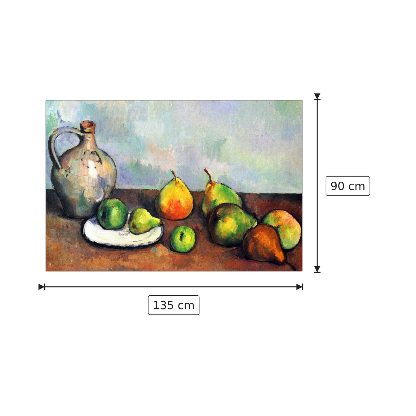Natura morta con giara e frutta - Cezanne Paul - cm 135x90 - Pannello in MDF