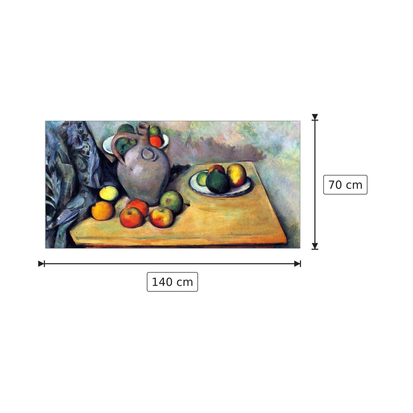 Natura morta con brocca e frutta su un tavolo - Cezanne Paul - cm 140x70 - Pannello in MDF