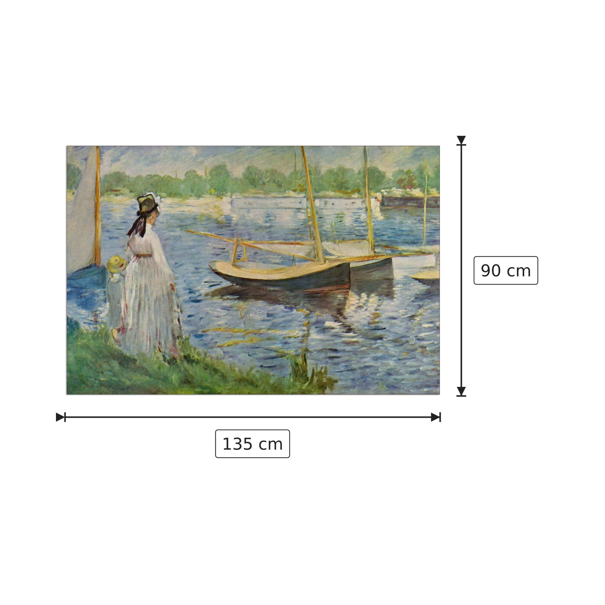 La banchina di Argenteuil - Manet Édouard - cm 135x90 - Pannello in MDF