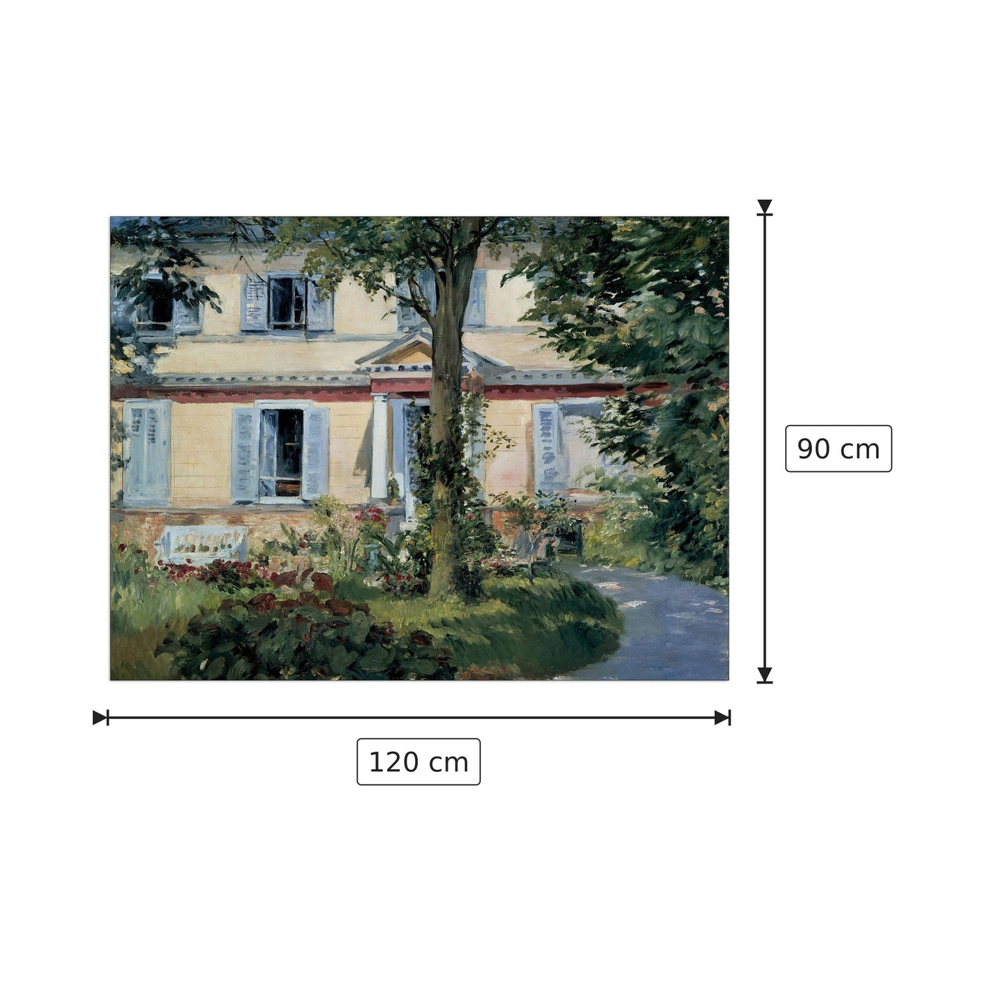 La casa di Rueil - Manet Édouard - cm 120x90 - Pannello in MDF