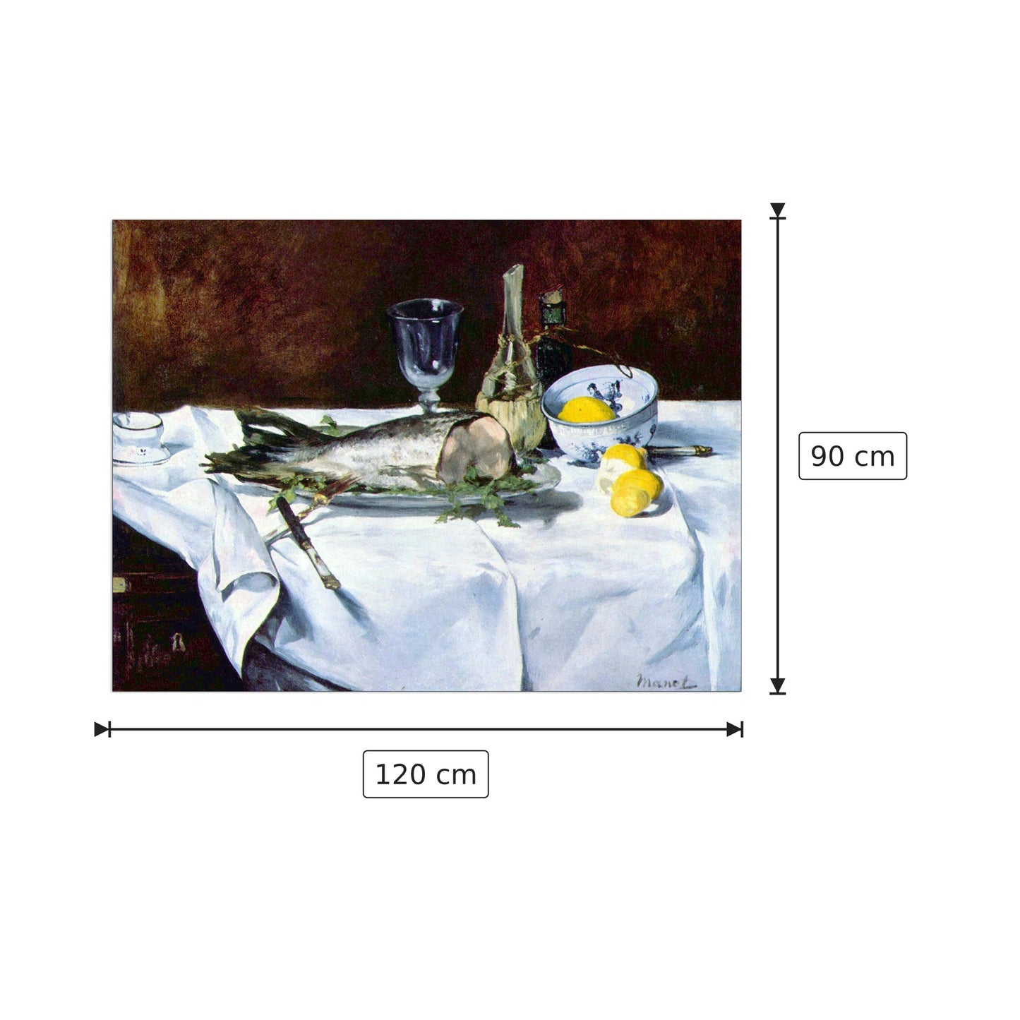 Natura morta con salmone - Manet Édouard - cm 120x90 - Pannello in MDF