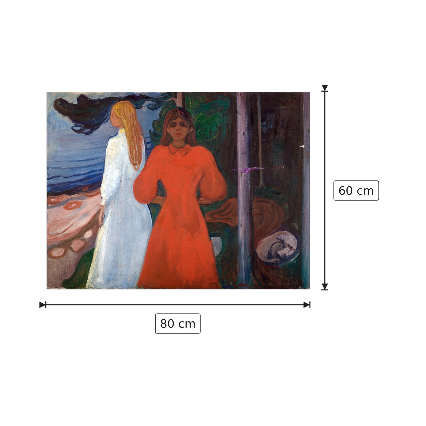 Rosso e bianco - Munch Edvard - cm 80x60 - Pannello in MDF