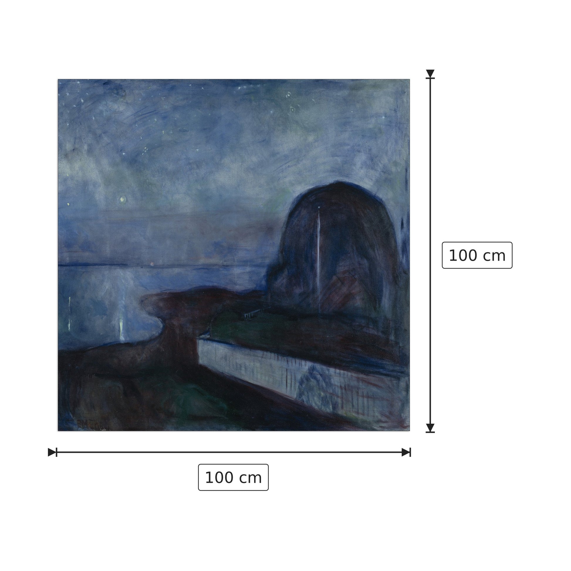 Notte stellata - Munch Edvard - cm 100x100 - Pannello in MDF