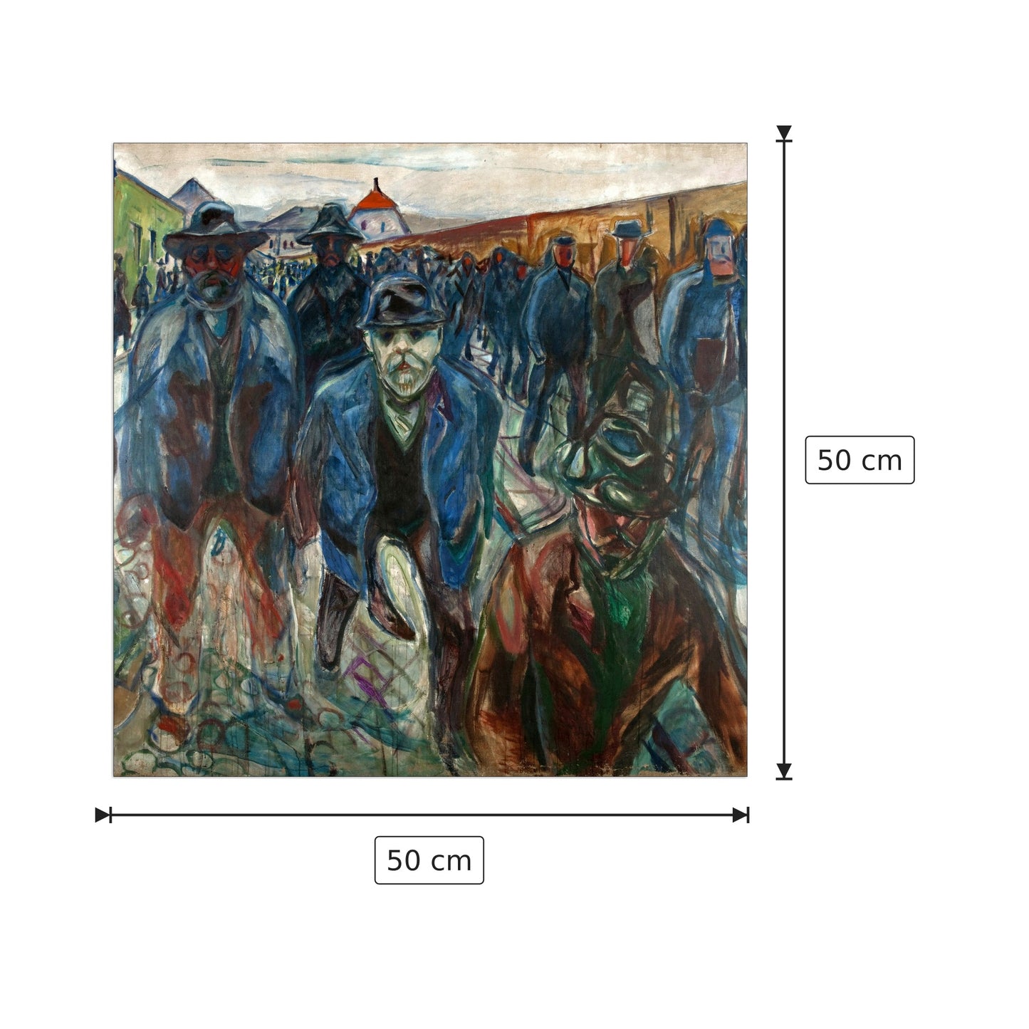 Operai che tornano a casa - Munch Edvard - cm 50x50 - Pannello in MDF