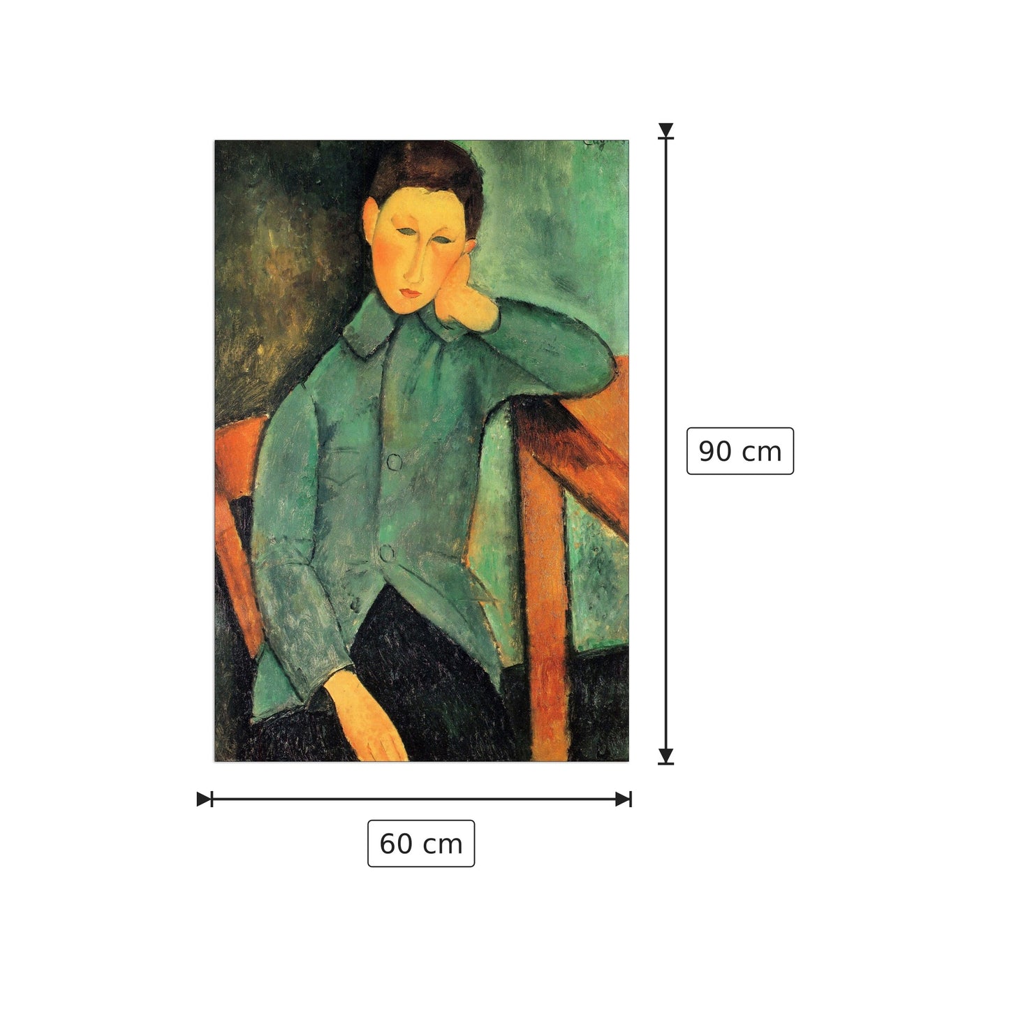 Ragazzo in giacca blu - Modigliani Amedeo - cm 60x90 - Pannello in MDF