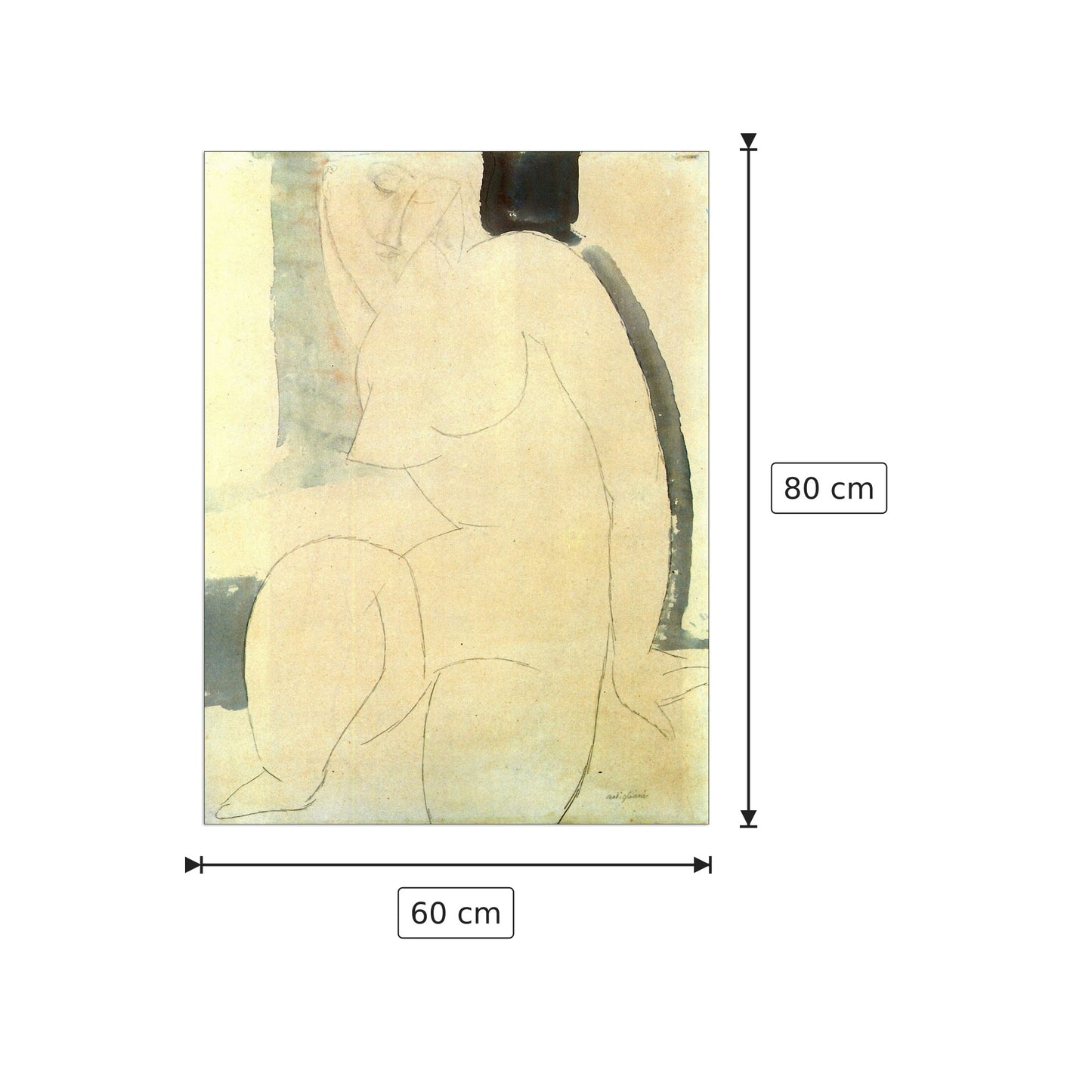 Nudo femminile - Modigliani Amedeo - cm 60x80 - Pannello in MDF