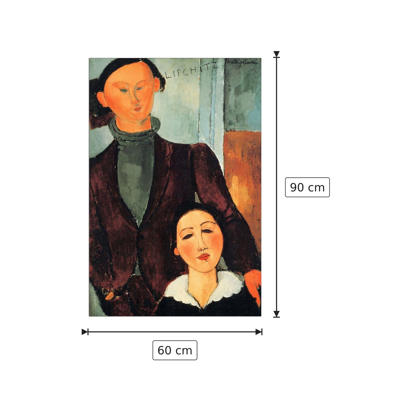 Jacques Lipchitz e la sua donna - Modigliani Amedeo - cm 60x90 - Pannello in MDF