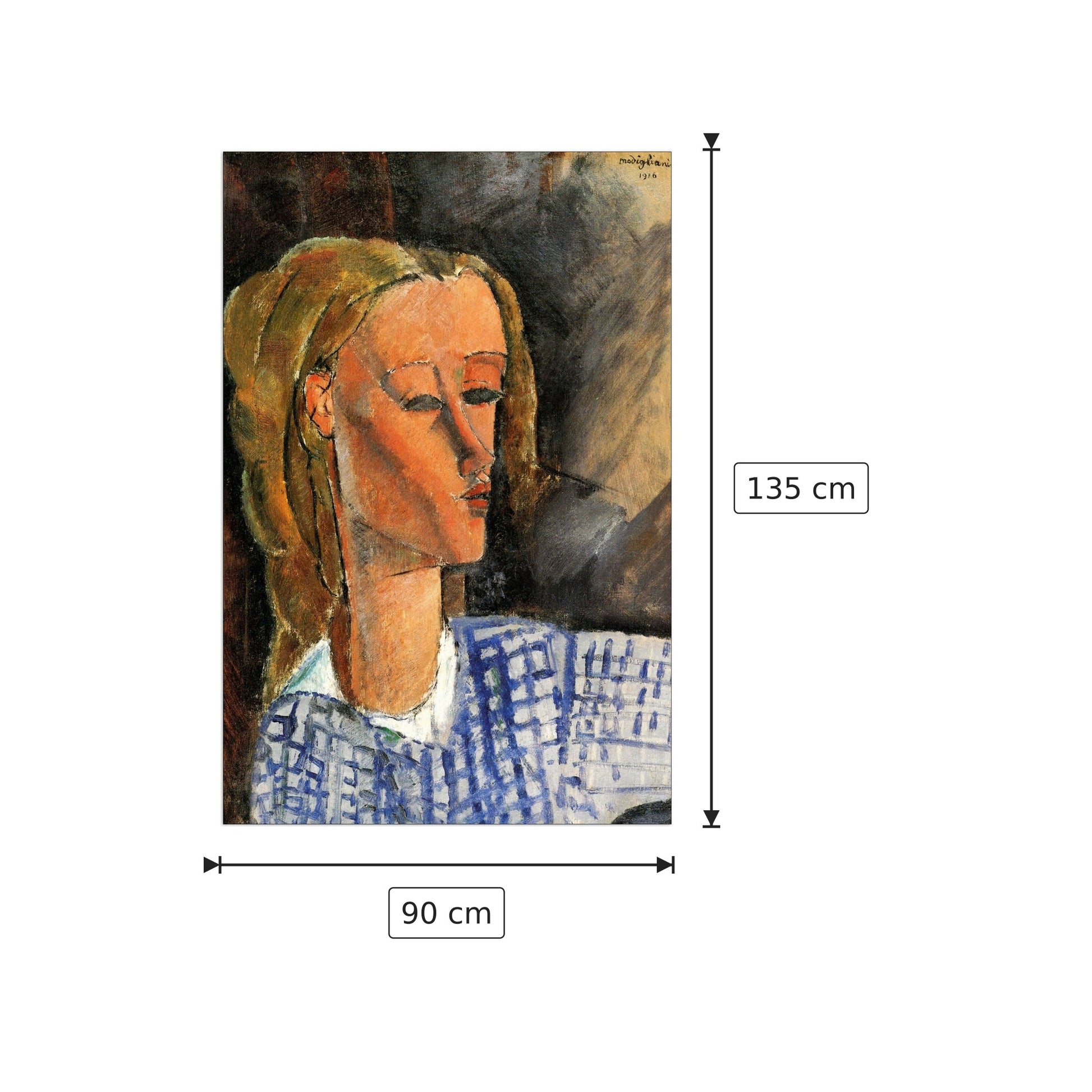 Ritratto di Beatrice Hastings II - Modigliani Amedeo - cm 90x135 - Pannello in MDF