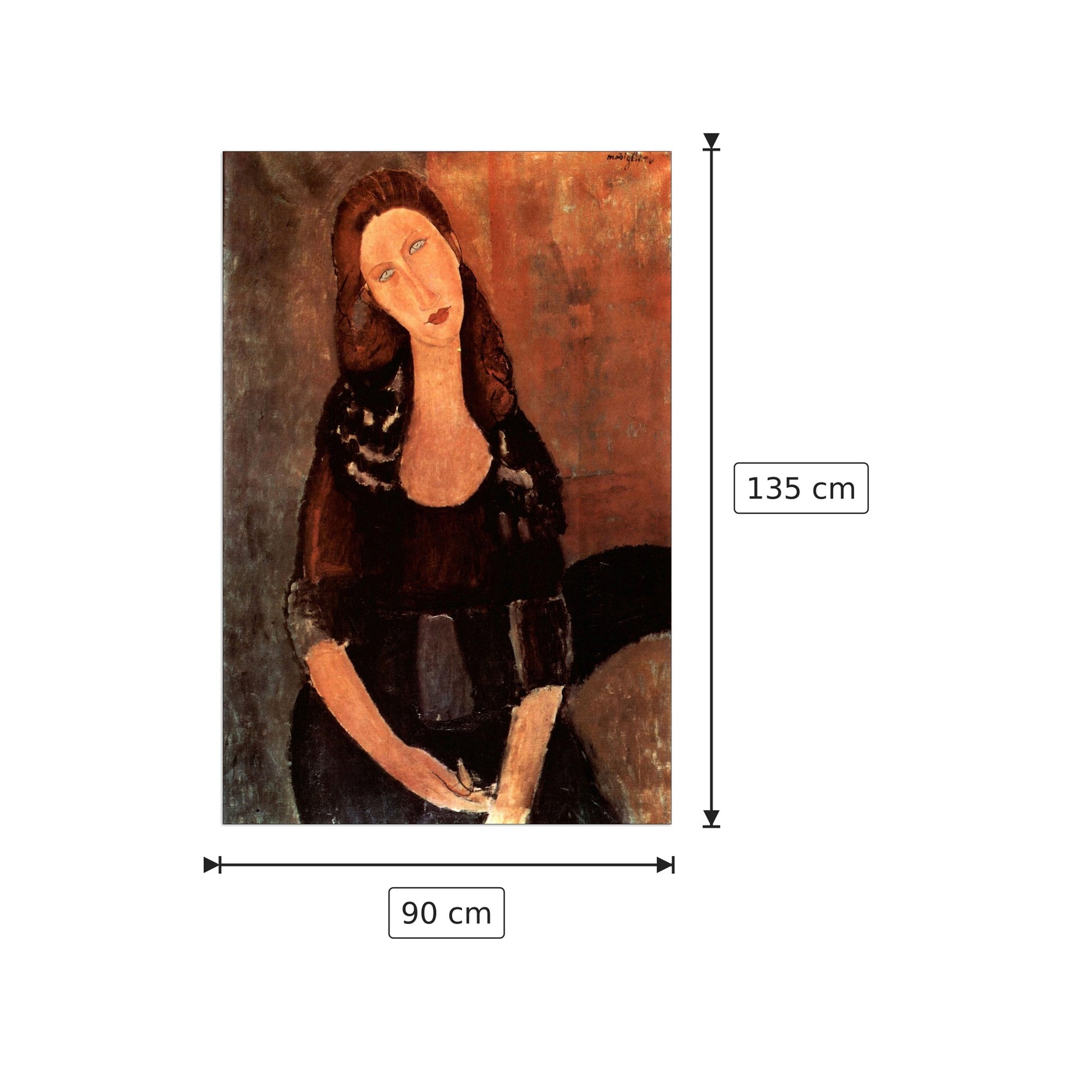 Ritratto di Jeanne Hebuterne - Modigliani Amedeo - cm 90x135 - Pannello in MDF