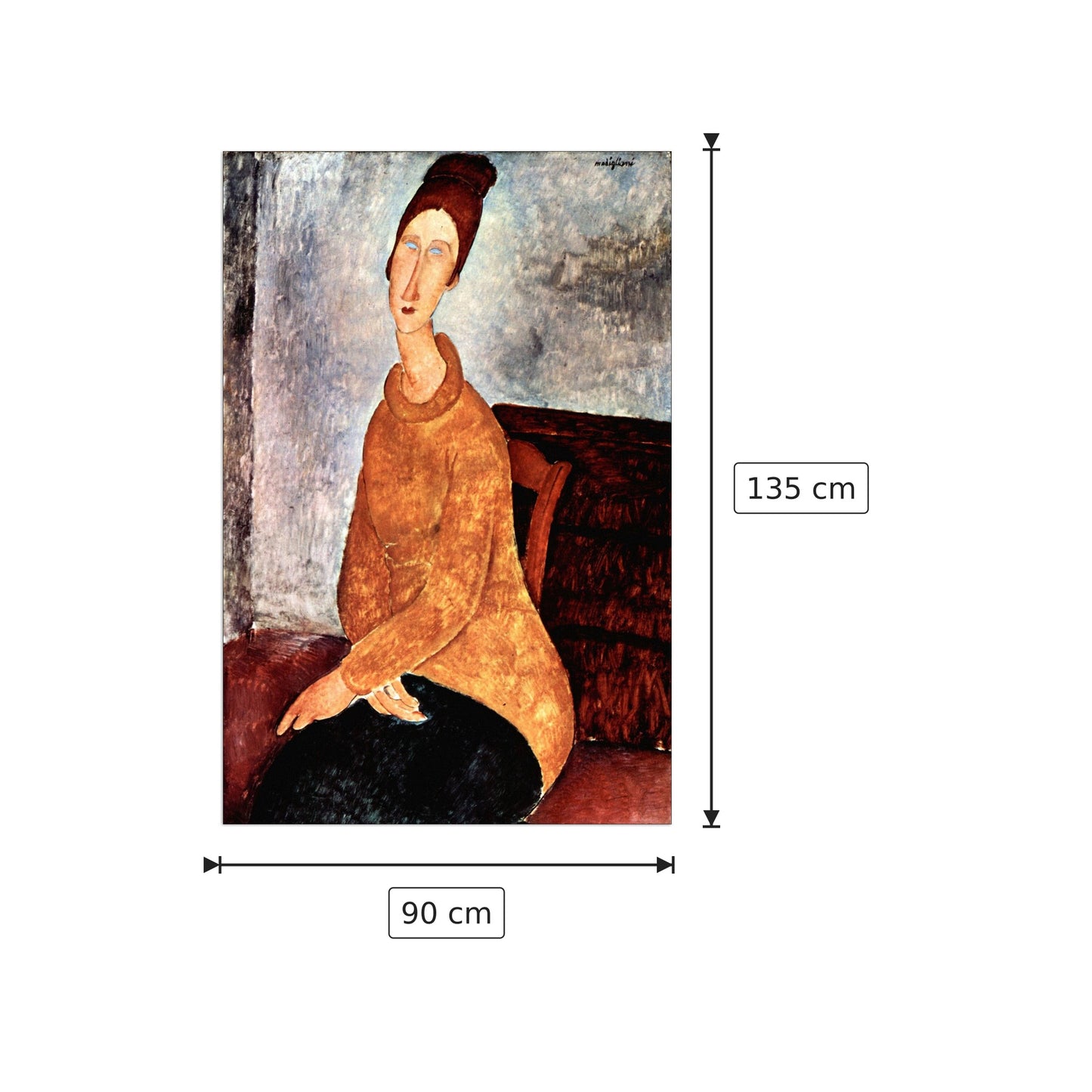 Ritratto di Jeanne Hebuterne II - Modigliani Amedeo - cm 90x135 - Pannello in MDF
