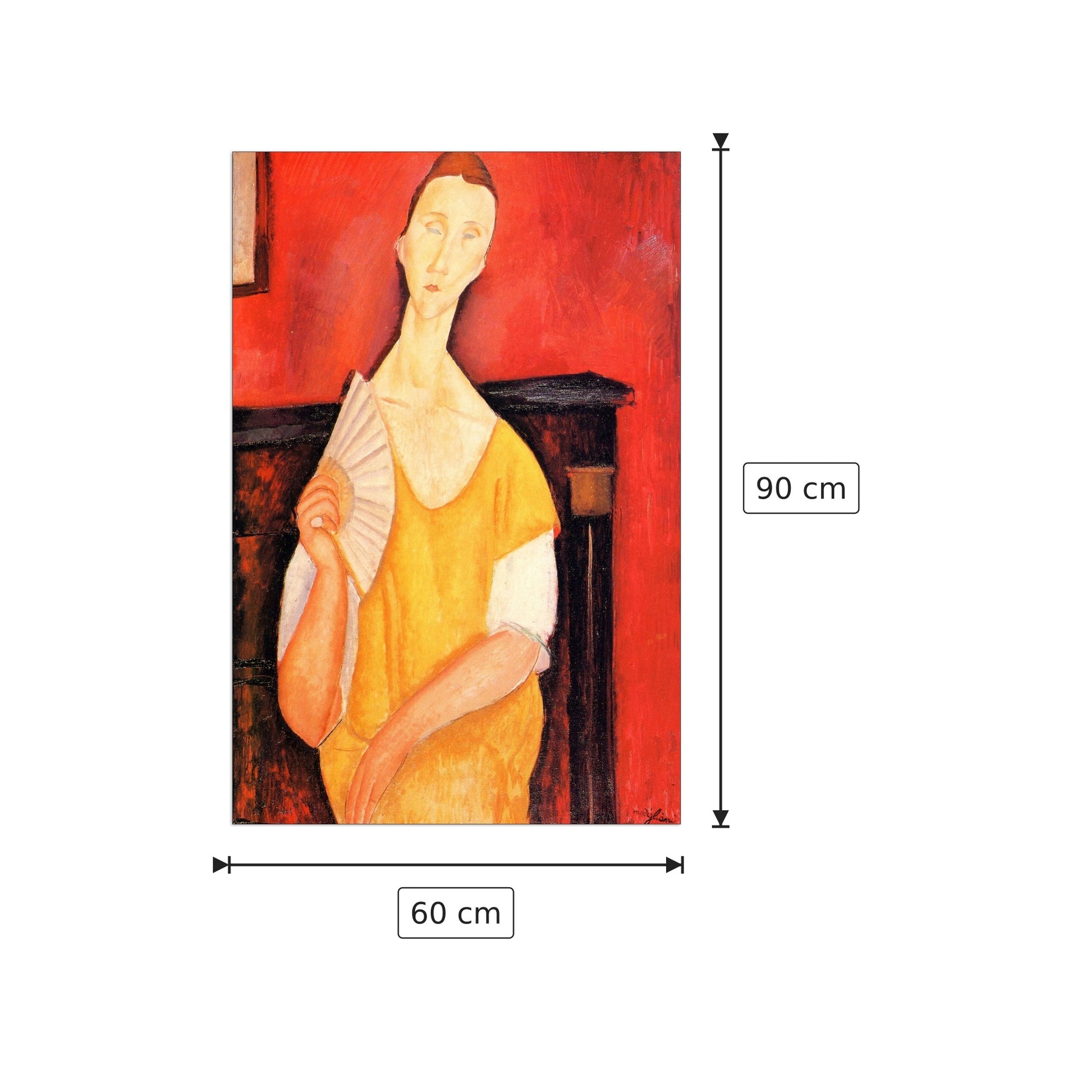 Ritratto di Lunia Czechowska con ventaglio - Modigliani Amedeo - cm 60x90 - Pannello in MDF