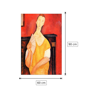 Ritratto di Lunia Czechowska con ventaglio - Modigliani Amedeo - cm 60x90 - Pannello in MDF