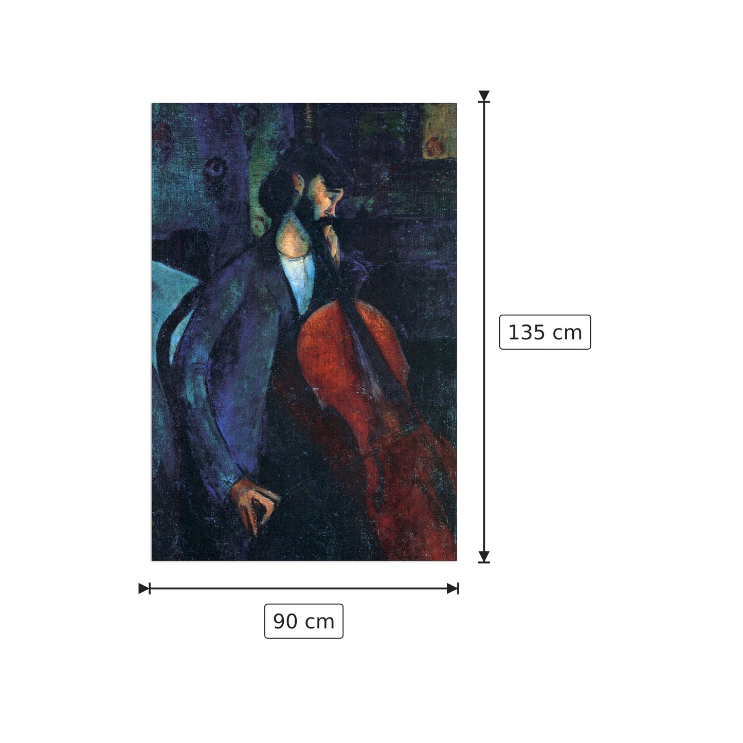 Il violoncellista - Modigliani Amedeo - cm 90x135 - Pannello in MDF