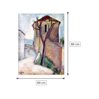 Albero e casa - Modigliani Amedeo - cm 60x80 - Pannello in MDF