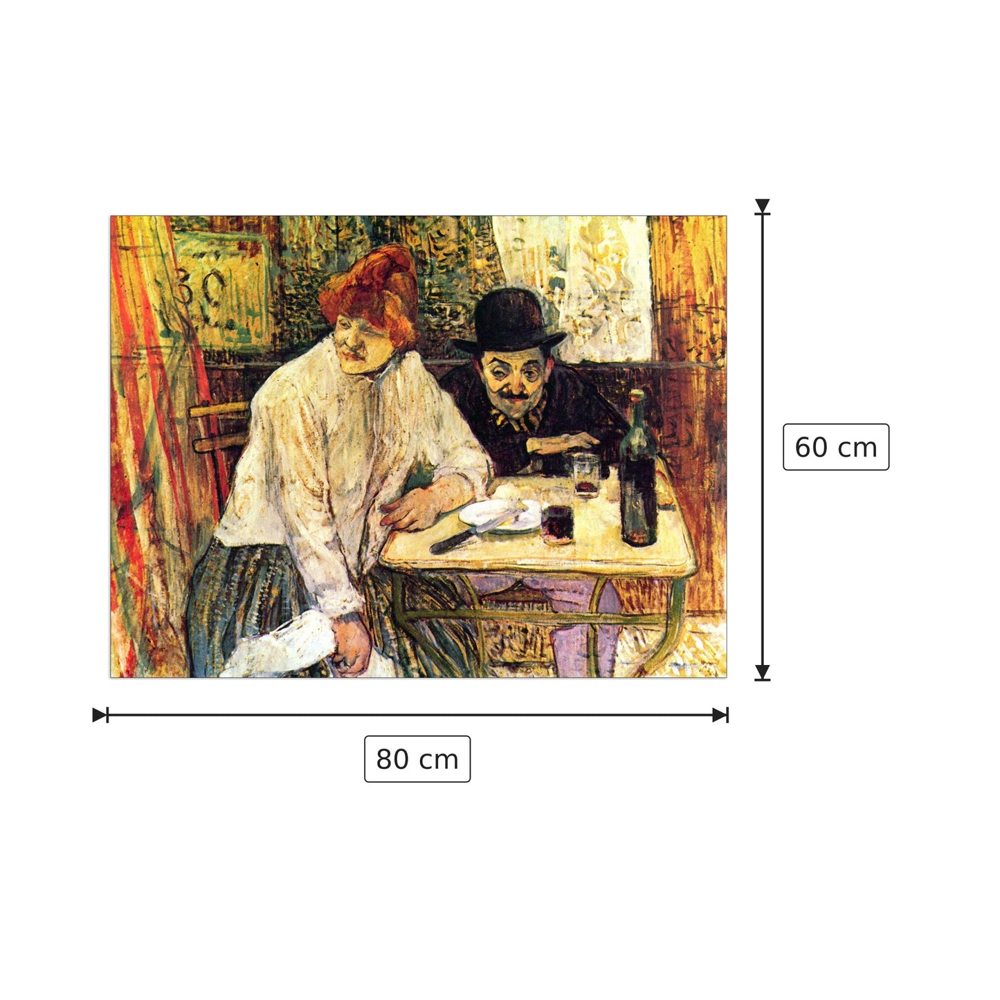 A la Mie al ristorante - Toulouse-Lautrec - cm 80x60 - Pannello in MDF