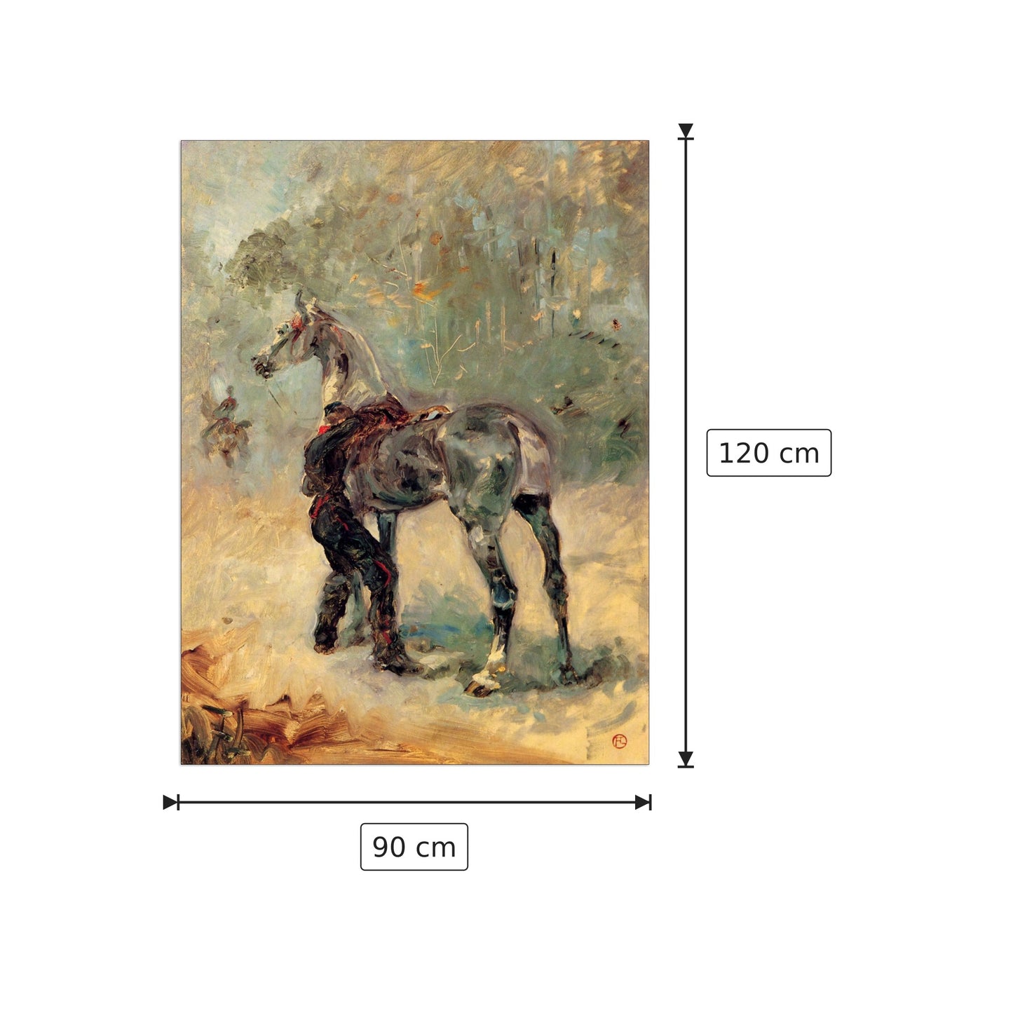 L'artigliere e il suo cavallo - Toulouse-Lautrec - cm 90x120 - Pannello in MDF