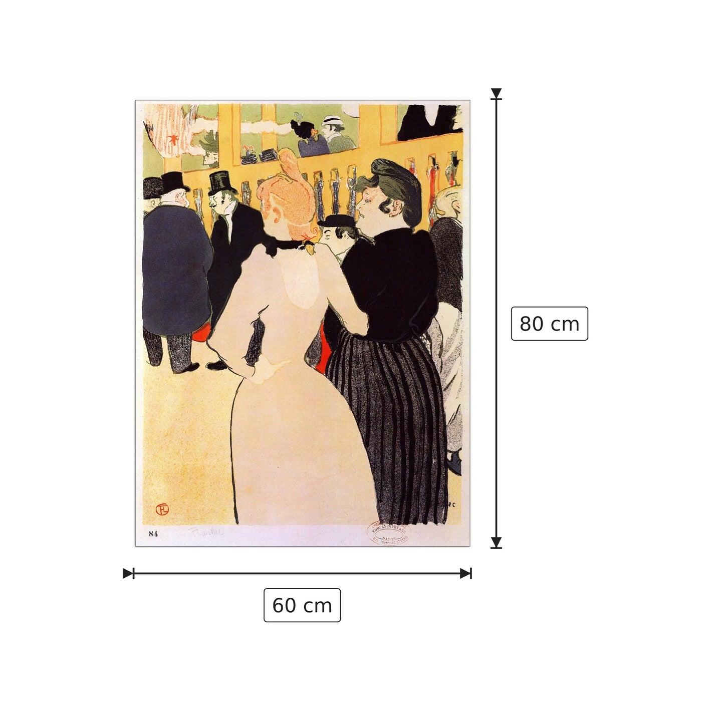 Al Moulin Rouge, la Goulue e sua sorella - Toulouse-Lautrec - cm 60x80 - Pannello in MDF