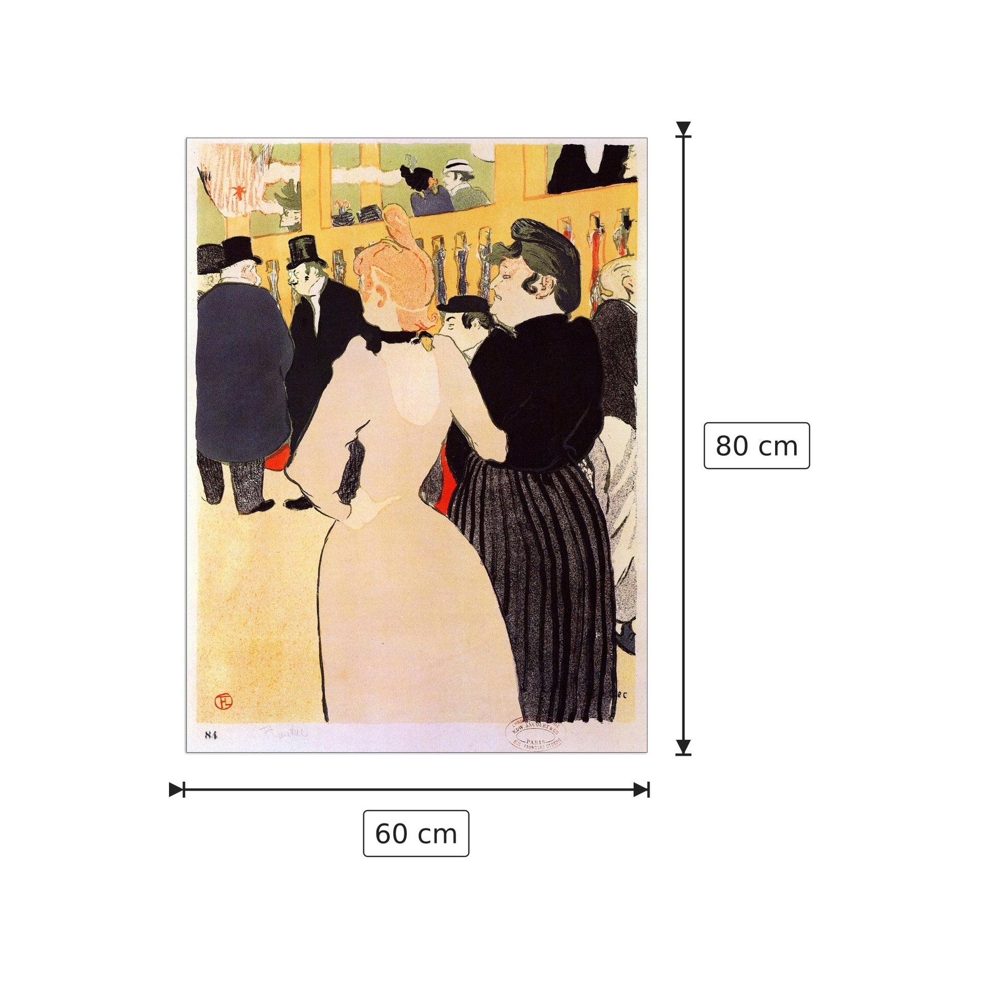 Al Moulin Rouge, la Goulue e sua sorella - Toulouse-Lautrec - cm 60x80 - Pannello in MDF