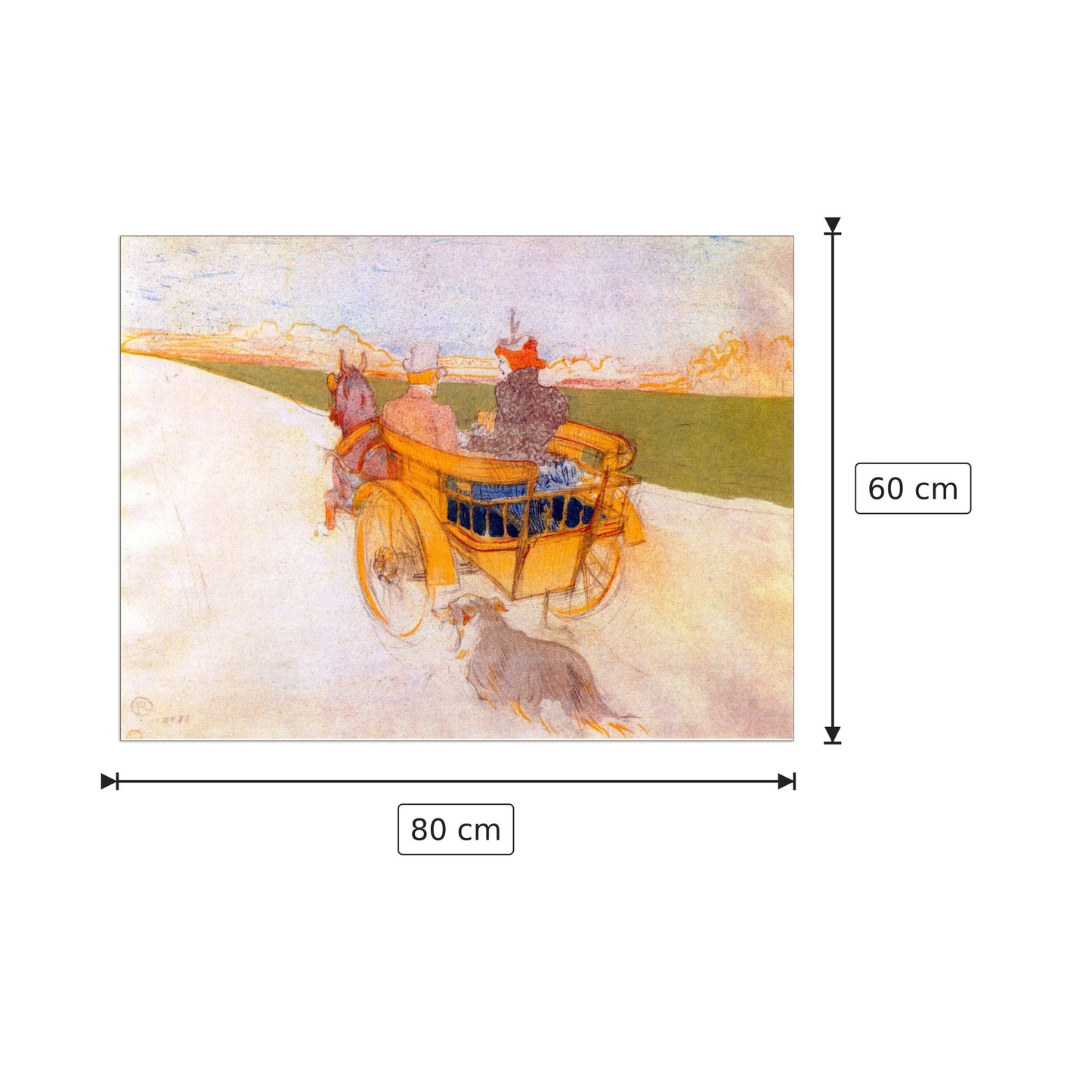 Carrozza con cane - Toulouse-Lautrec - cm 80x60 - Pannello in MDF